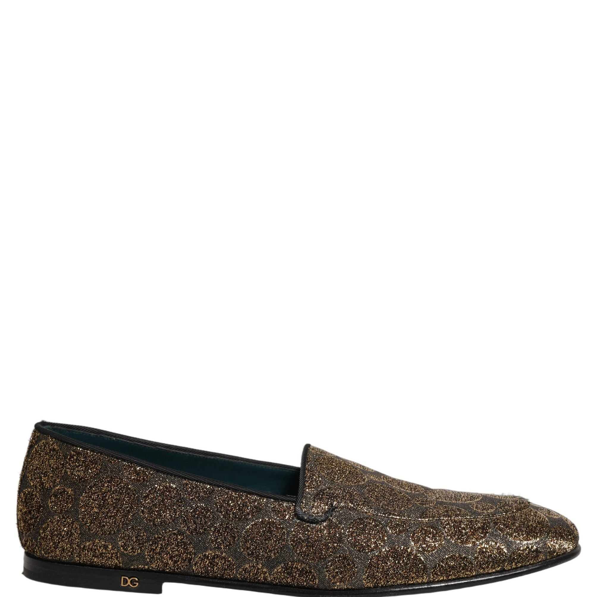 Dolce & Gabbana Gold Lurex Glitter Men Slip On Loafers Shoes