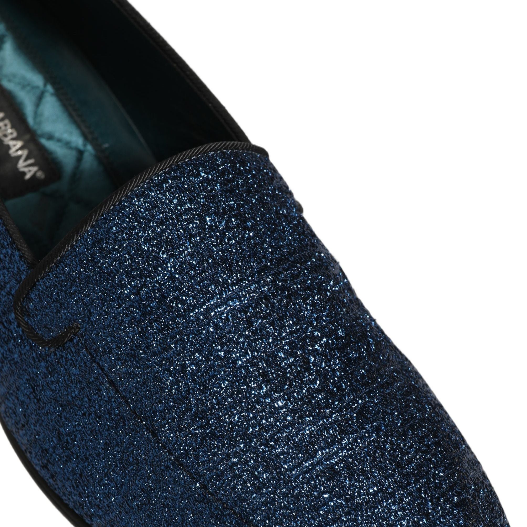 Dolce & Gabbana Blue Glitter Lurex DG Logo Dress Loafers Shoes