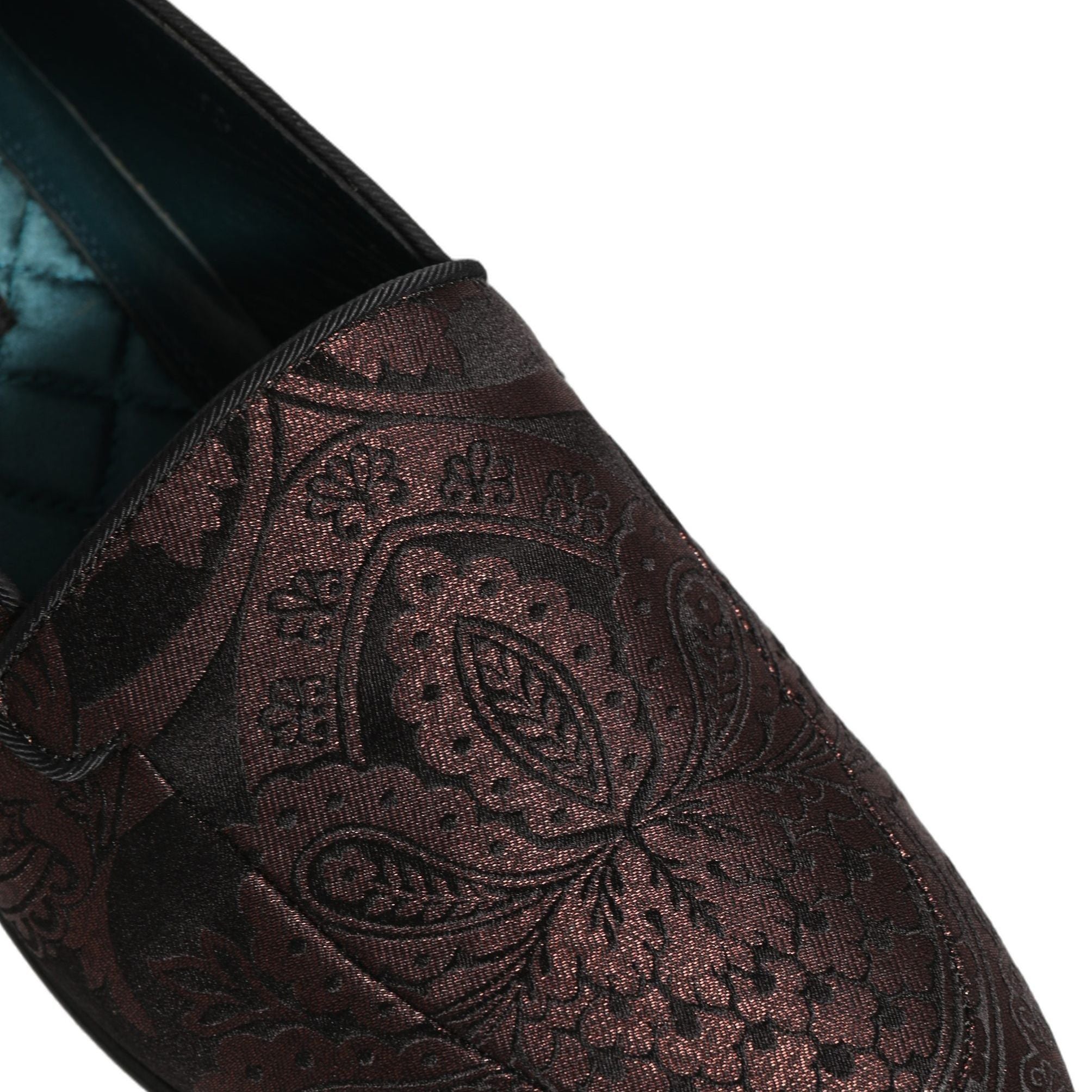 Dolce & Gabbana Maroon Jacquard Leather Slip On Loafers Shoes