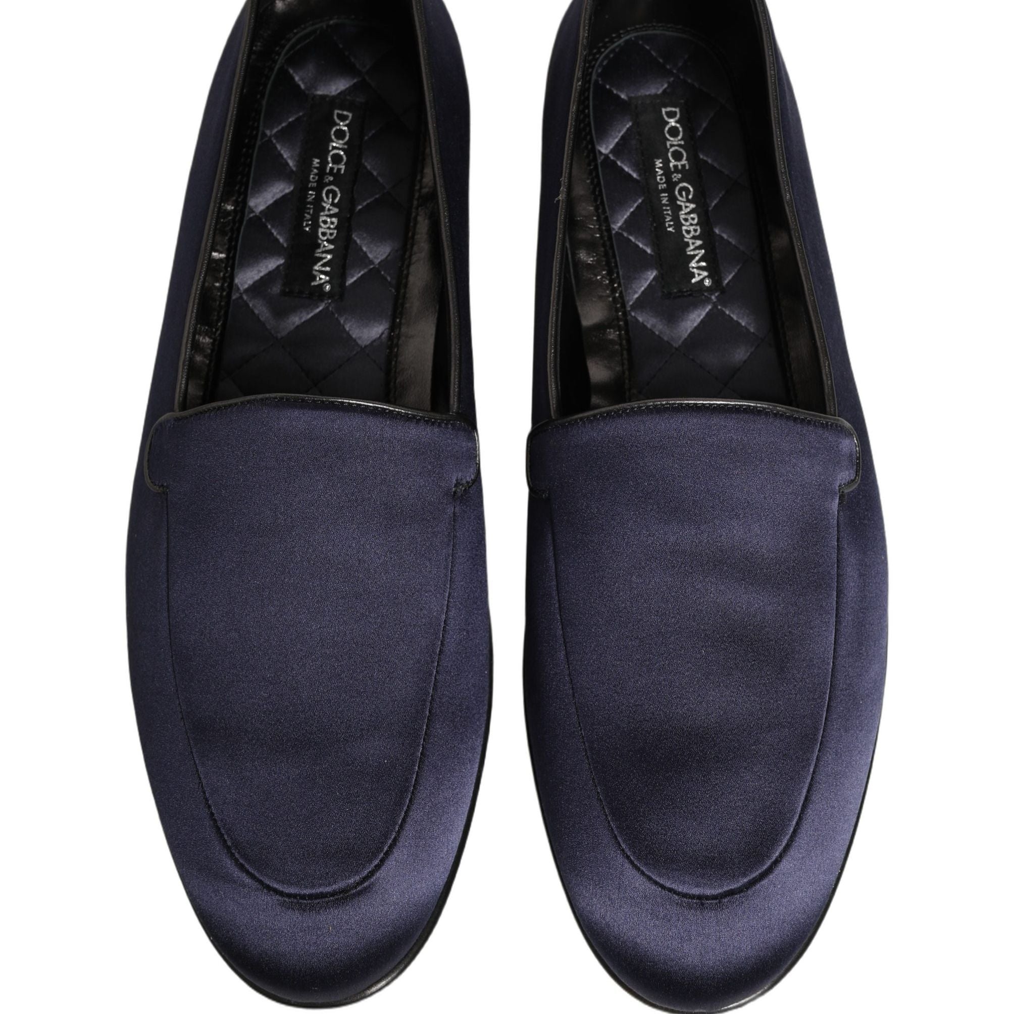 Dolce & Gabbana Navy Blue Satin DG Logo Dress Loafers Shoes