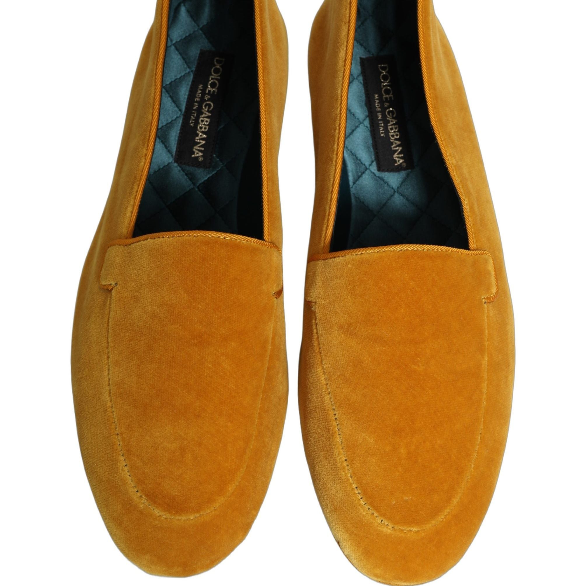 Dolce & Gabbana Yellow Velvet Slip On Men Dress Loafers Shoes