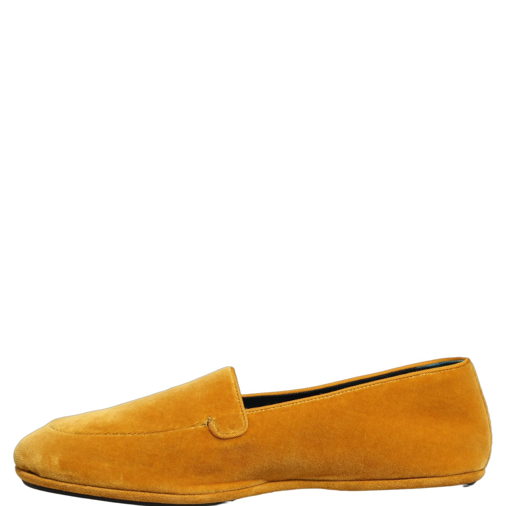 Dolce & Gabbana Yellow Velvet Slip On Men Dress Loafers Shoes