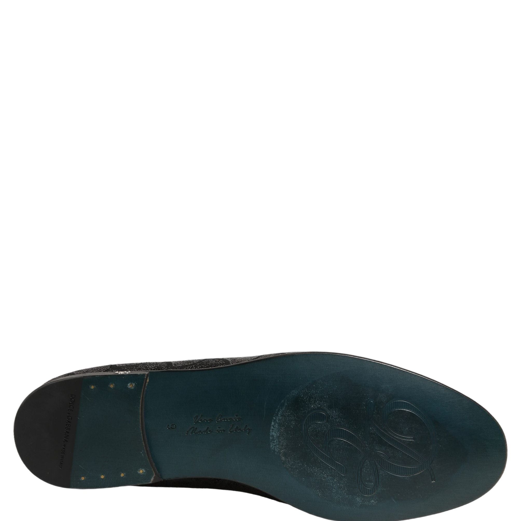 Dolce & Gabbana Black Glitter Brocade Men Dress Loafers Shoes