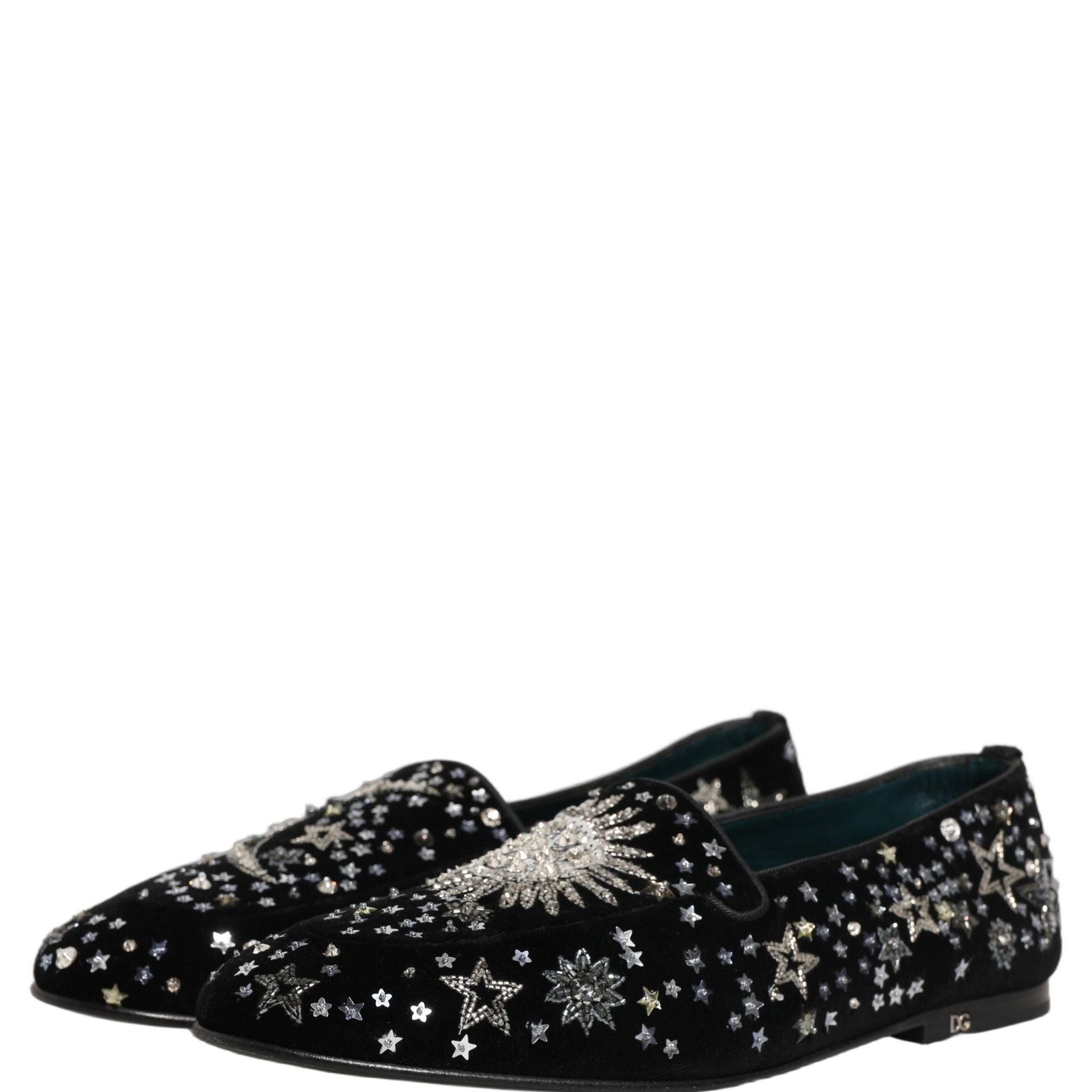 Dolce & Gabbana Black Crystal Embellished Dress Loafers Shoes