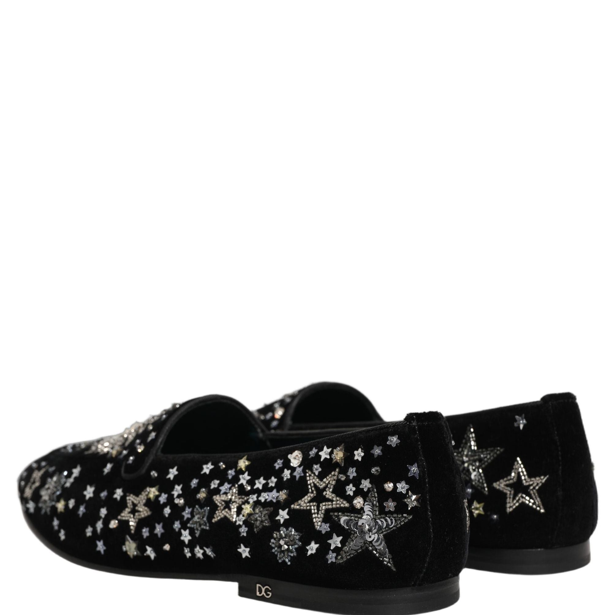 Dolce & Gabbana Black Crystal Embellished Dress Loafers Shoes
