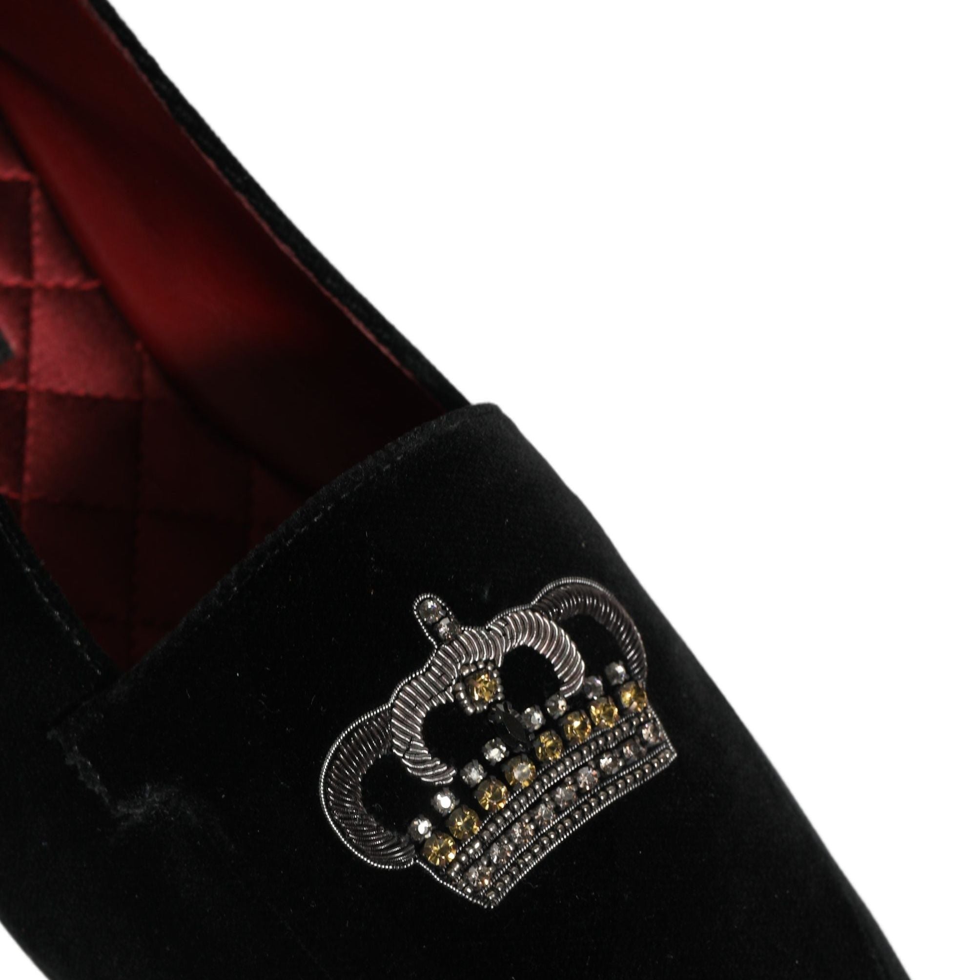 Dolce & Gabbana Black Crown Embellished Dress Loafers Shoes