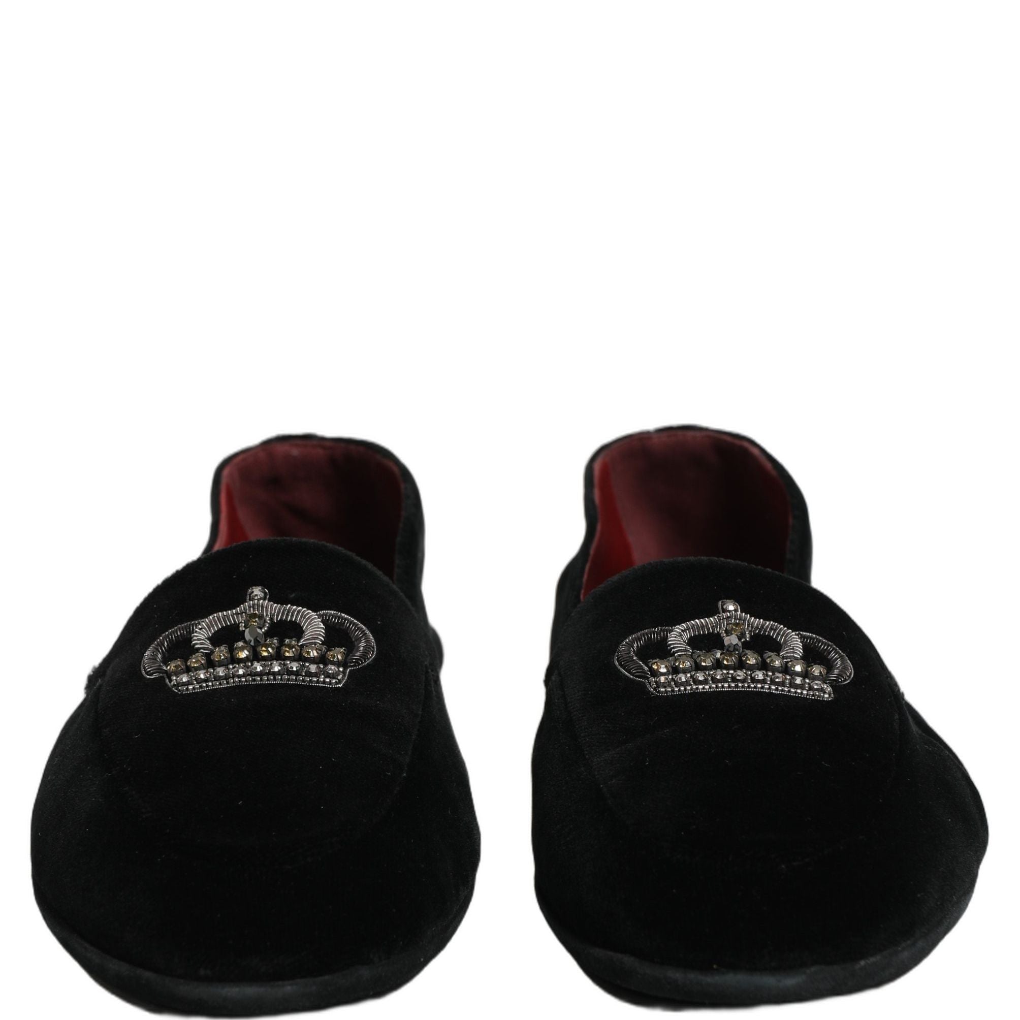 Dolce & Gabbana Black Crown Embellished Dress Loafers Shoes