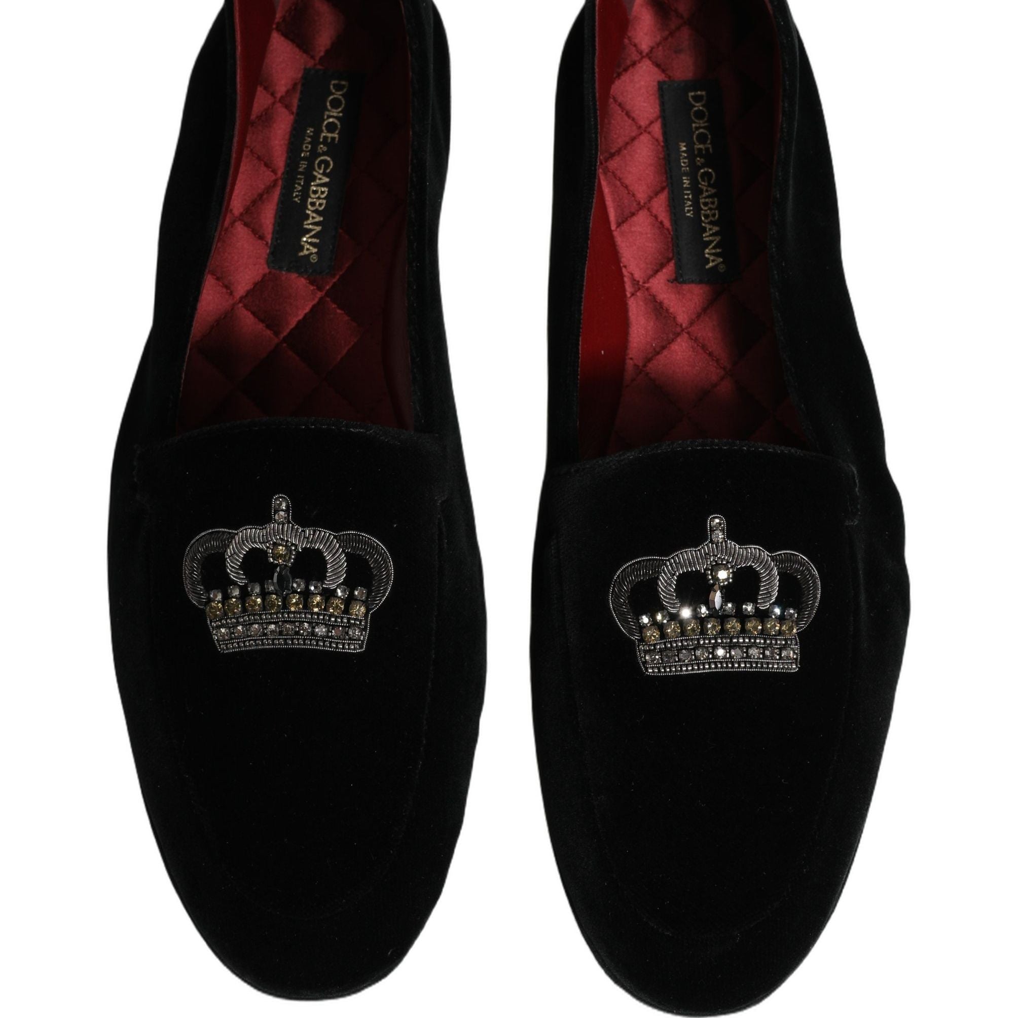 Dolce & Gabbana Black Crown Embellished Dress Loafers Shoes