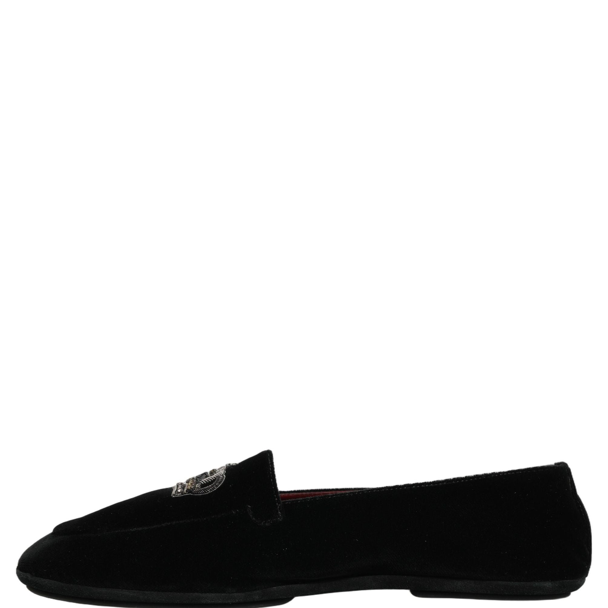 Dolce & Gabbana Black Crown Embellished Dress Loafers Shoes