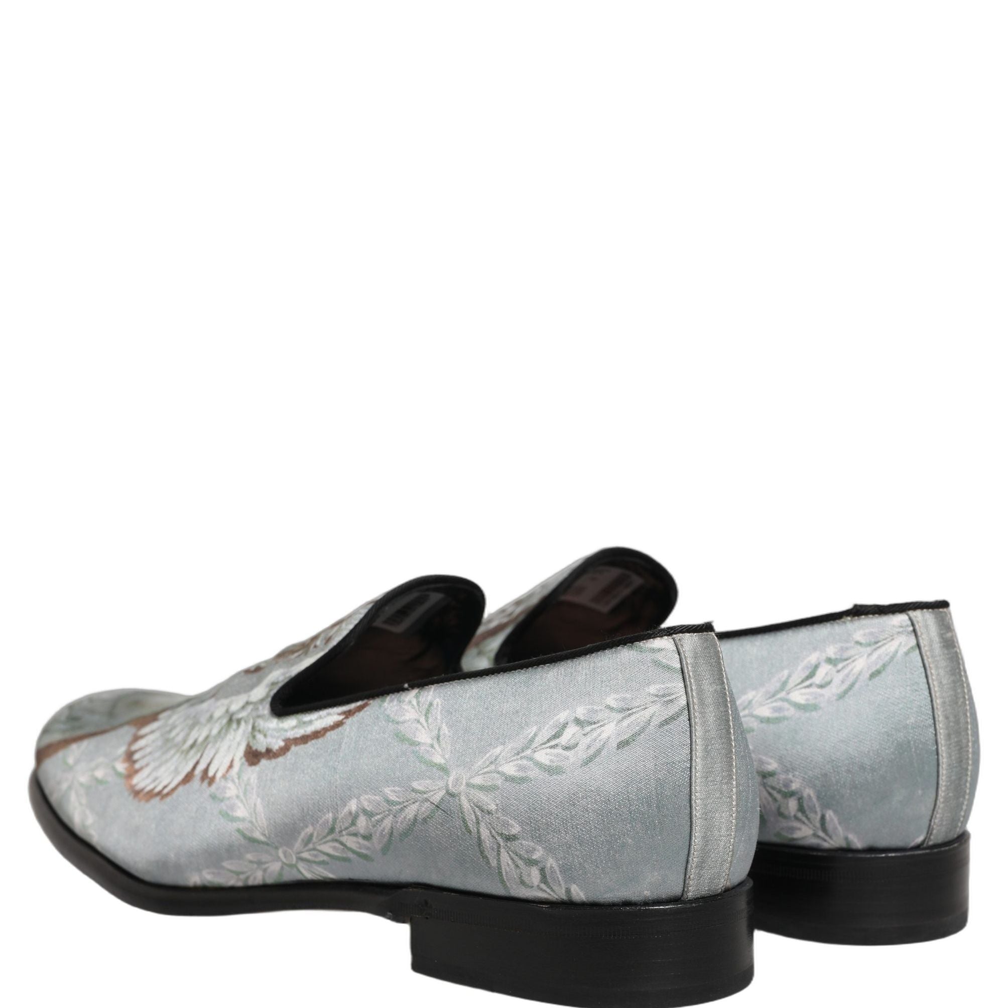 Dolce & Gabbana Gray Baroque Angel Velvet Men Loafers Shoes