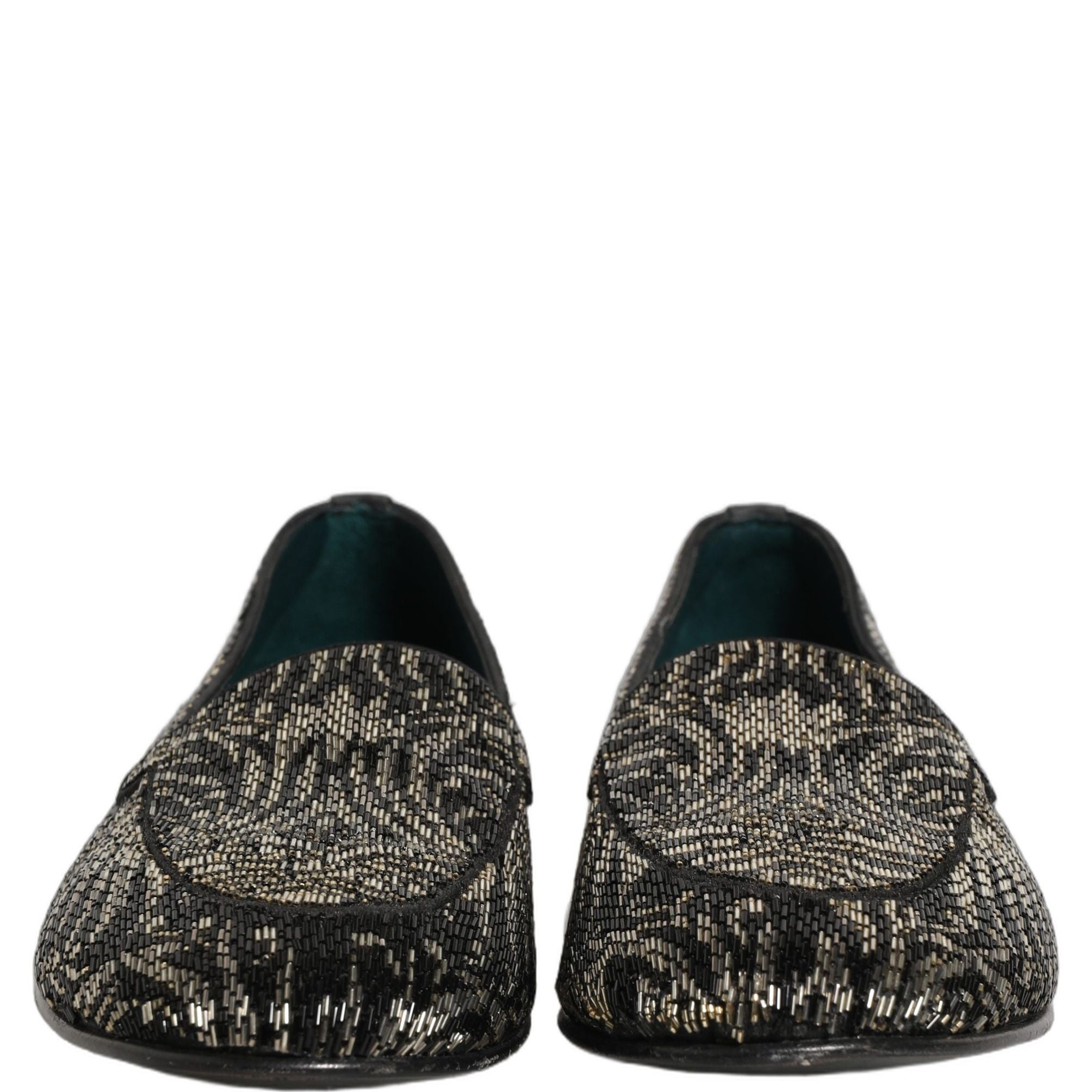 Dolce & Gabbana Black Silver Embellished Dress Loafers Shoes