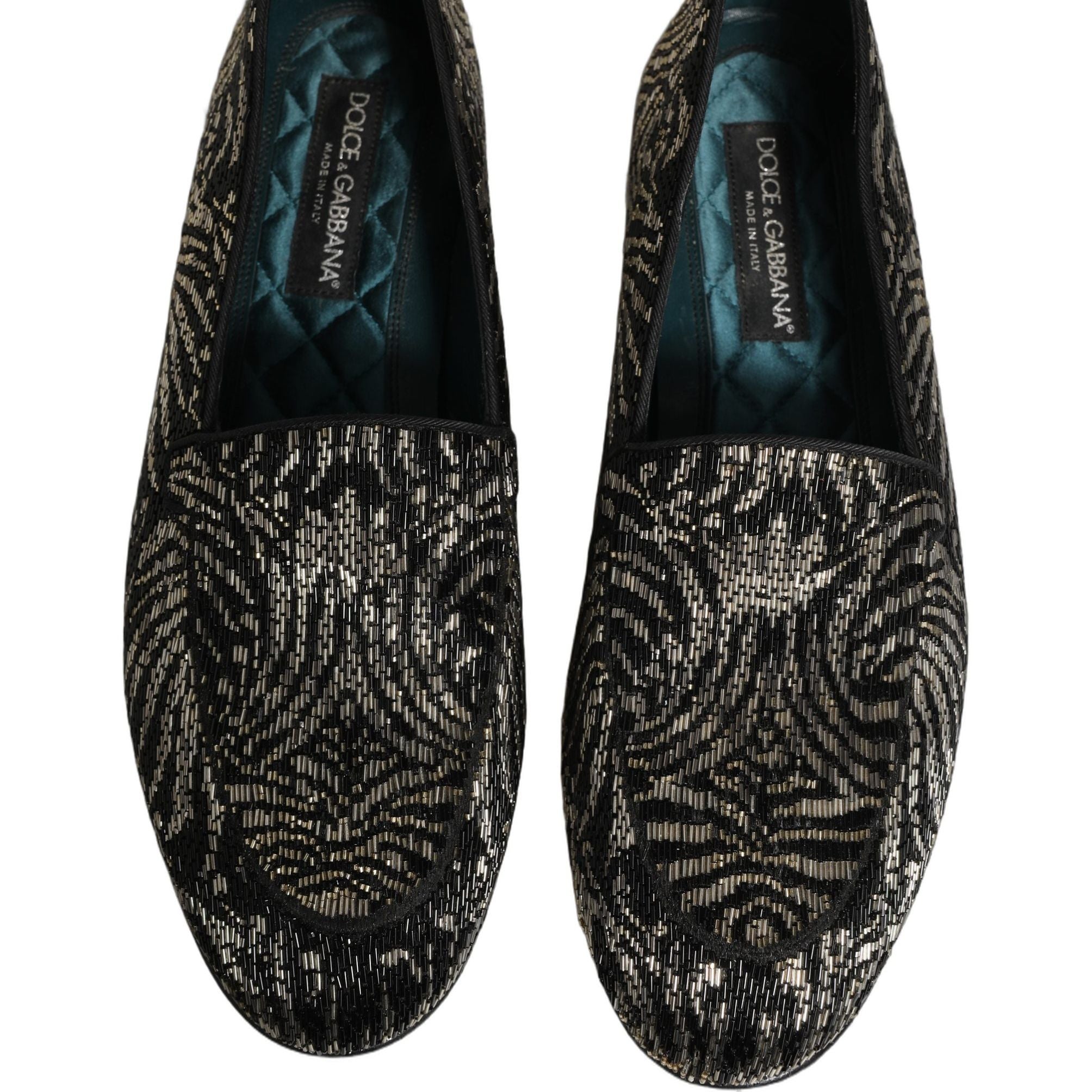 Dolce & Gabbana Black Silver Embellished Dress Loafers Shoes