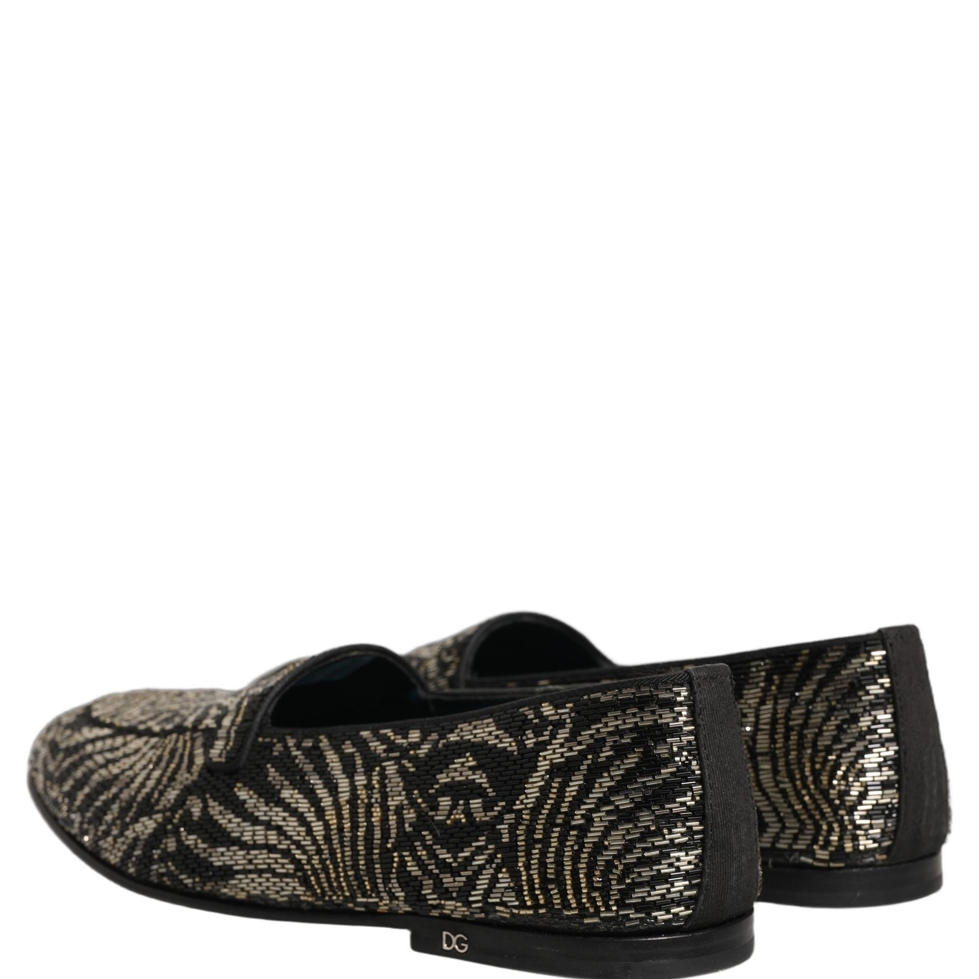 Dolce & Gabbana Black Silver Embellished Dress Loafers Shoes