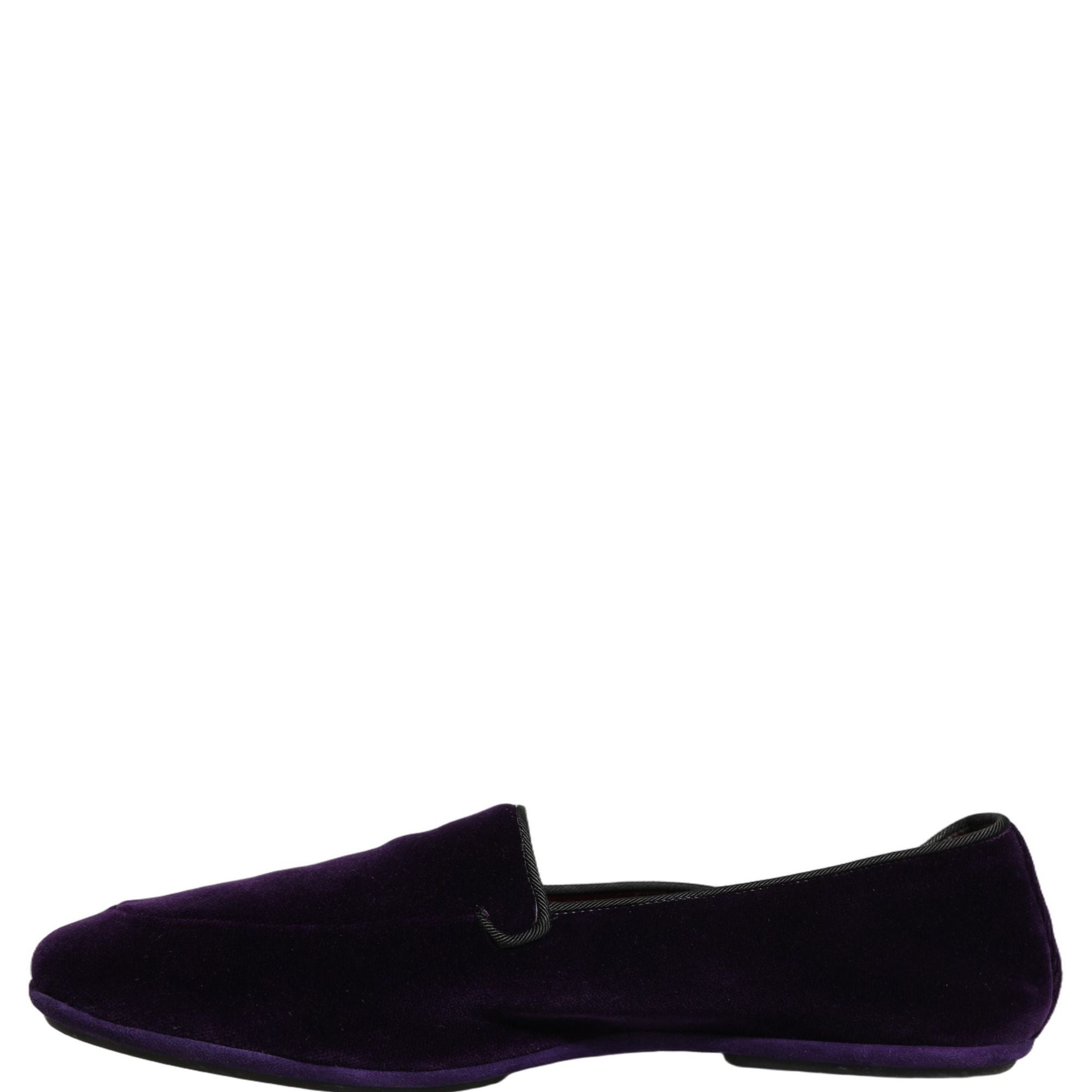 Dolce & Gabbana Violet Velvet Slip On Men Flats Loafers Shoes