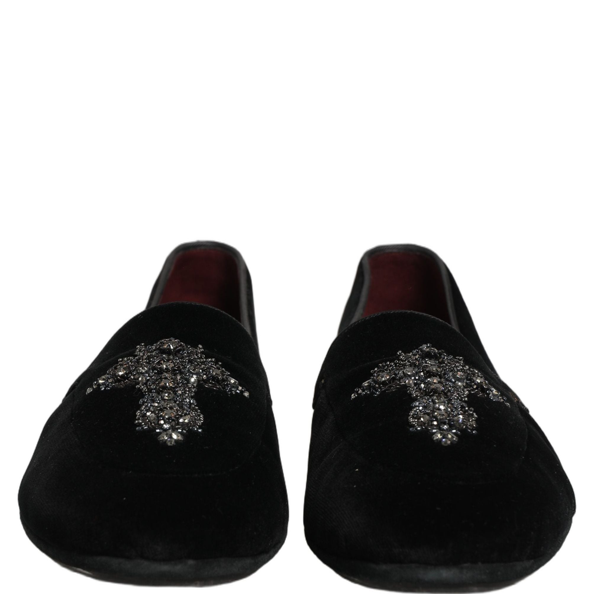 Dolce & Gabbana Black Suede Embellished Dress Loafers Shoes
