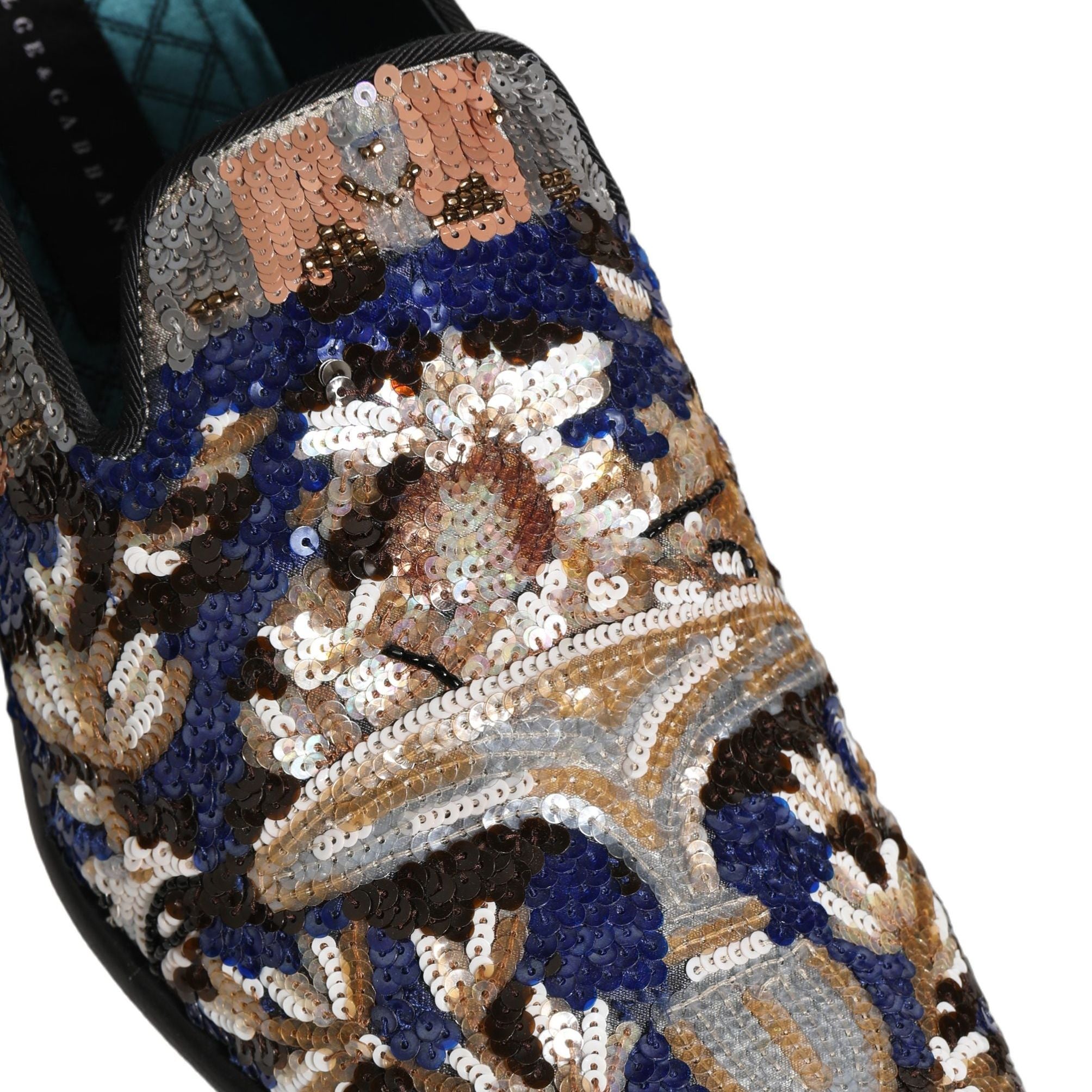 Dolce & Gabbana Multicolor Embroidered Sequin Loafers Shoes