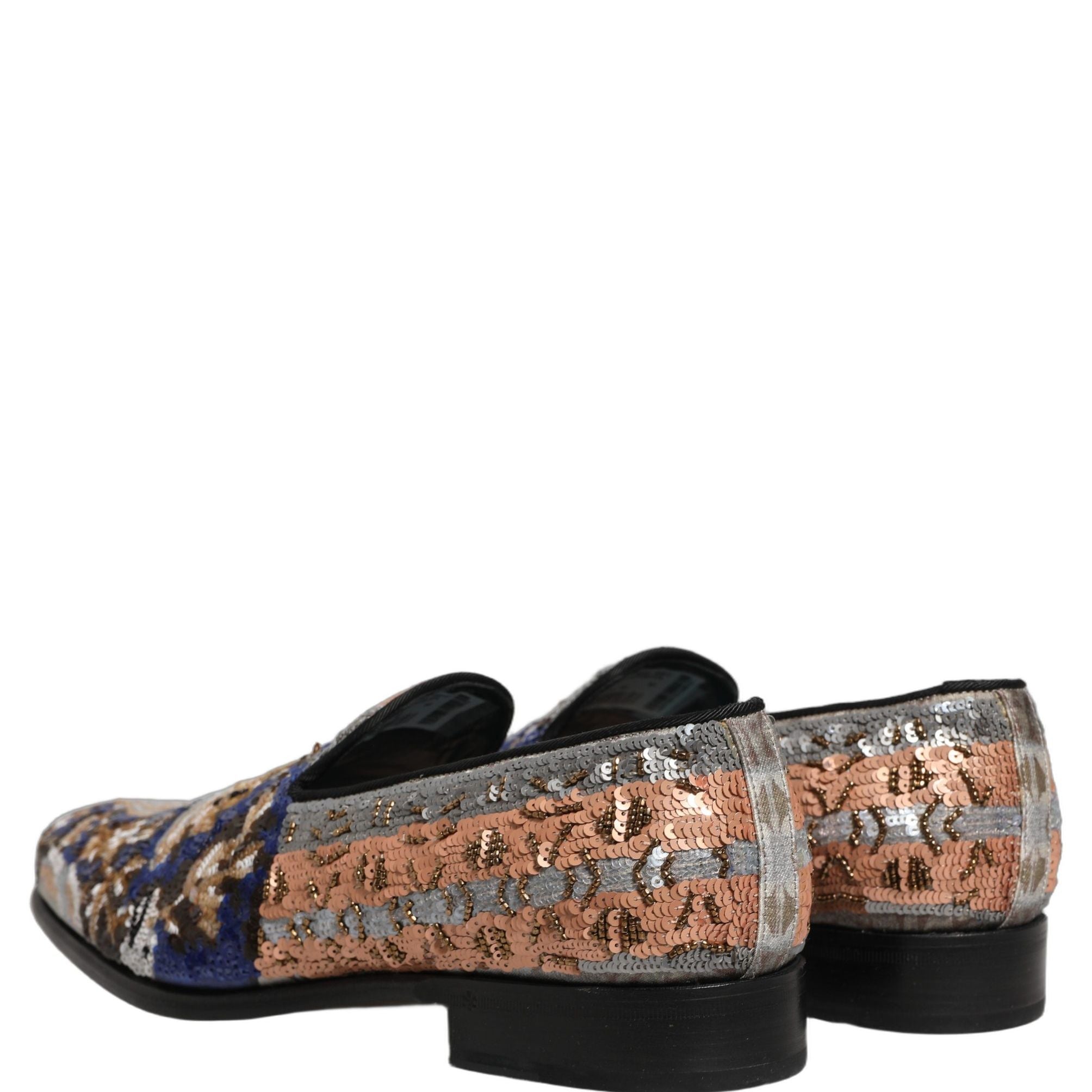 Dolce & Gabbana Multicolor Embroidered Sequin Loafers Shoes