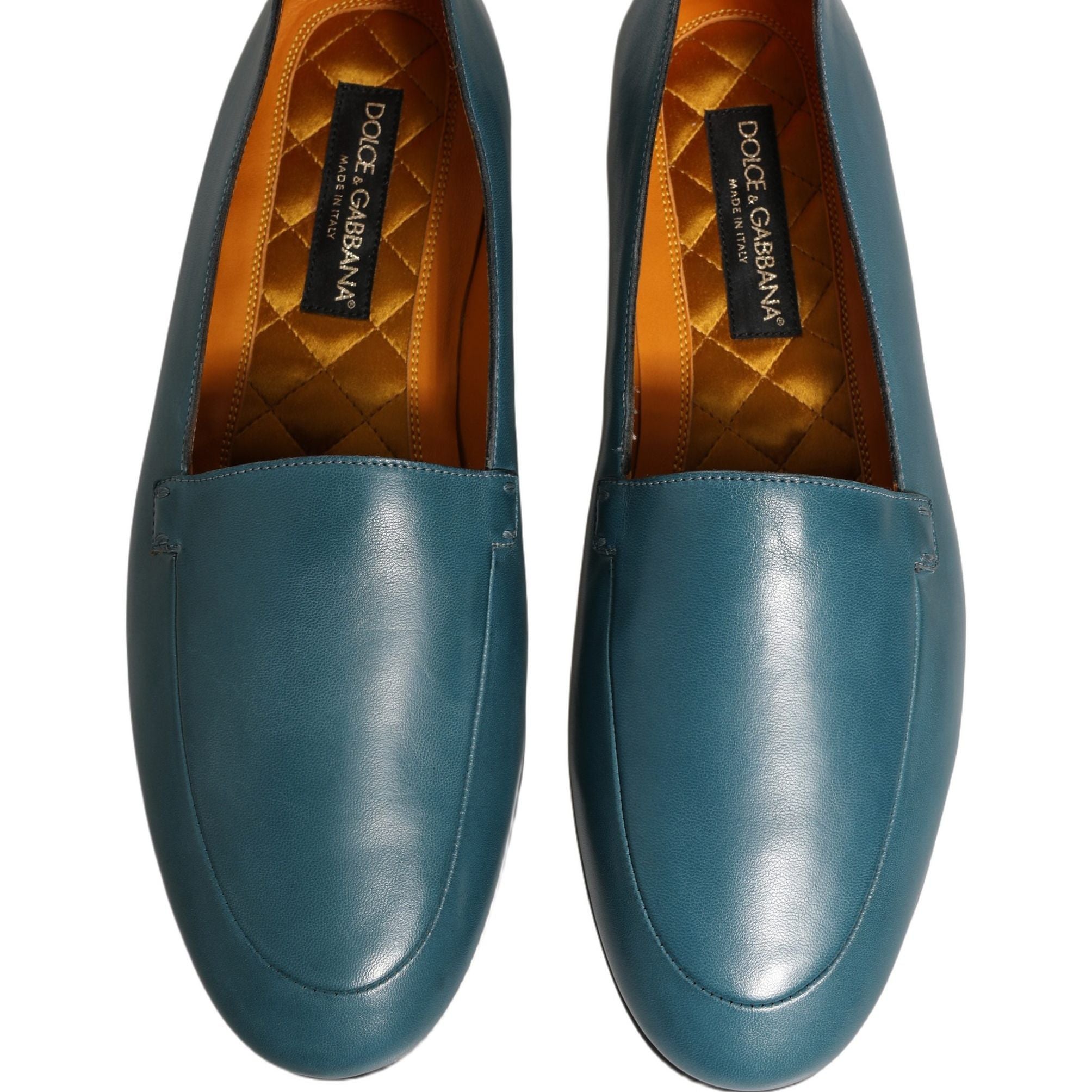 Dolce & Gabbana Blue Leather Logo Slip On Men Loafers Shoes