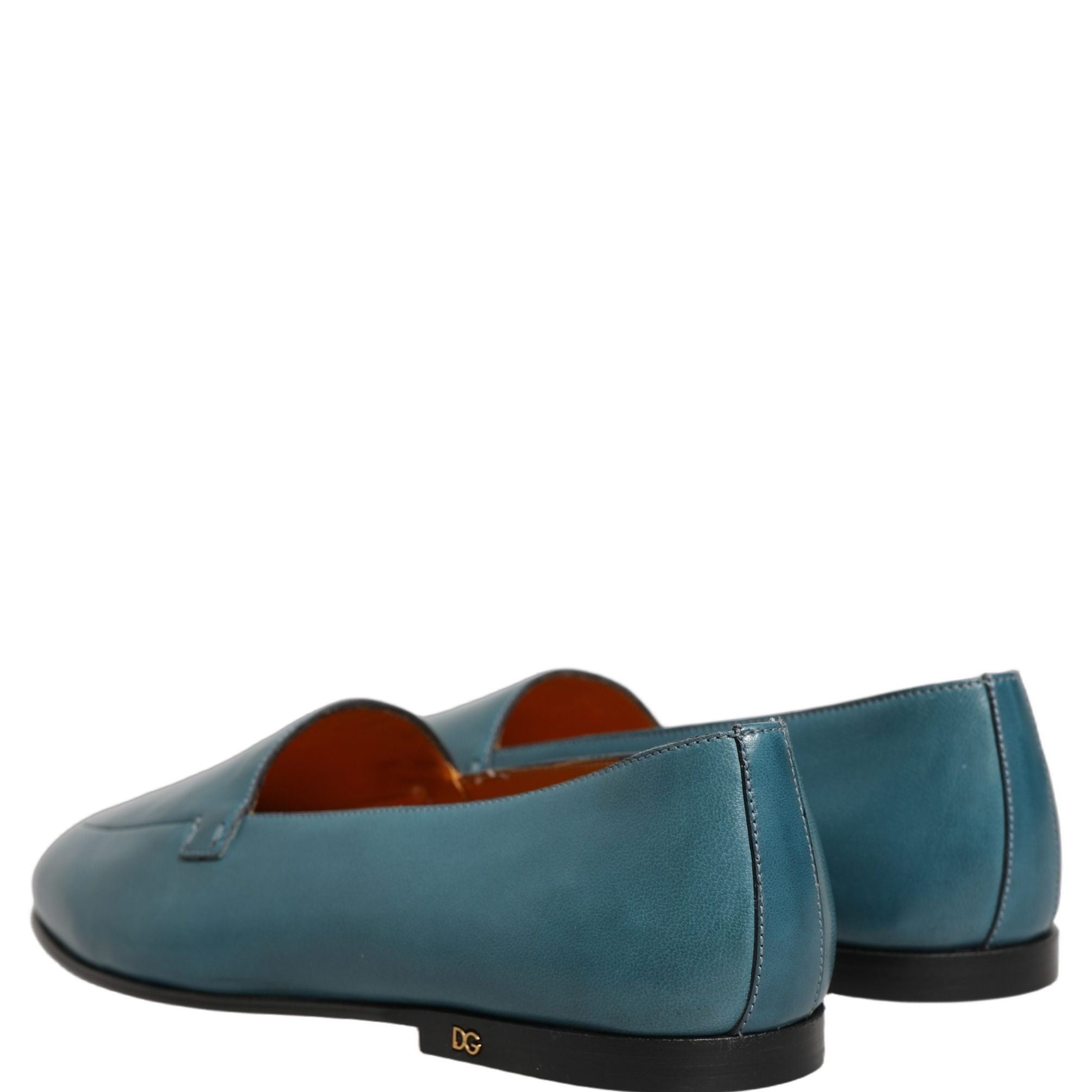 Dolce & Gabbana Blue Leather Logo Slip On Men Loafers Shoes