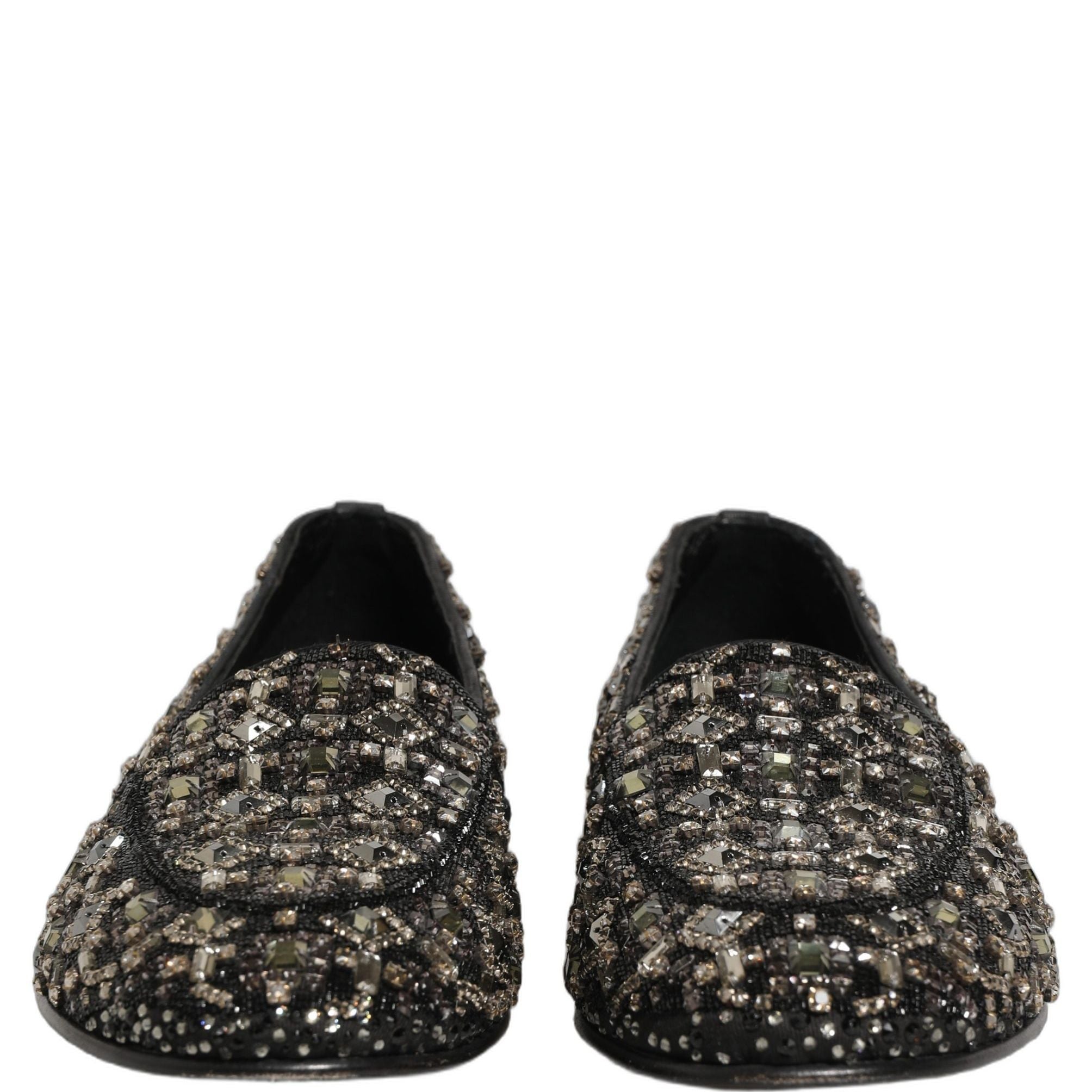 Dolce & Gabbana Black Crystal Embellished Dress Loafers Shoes