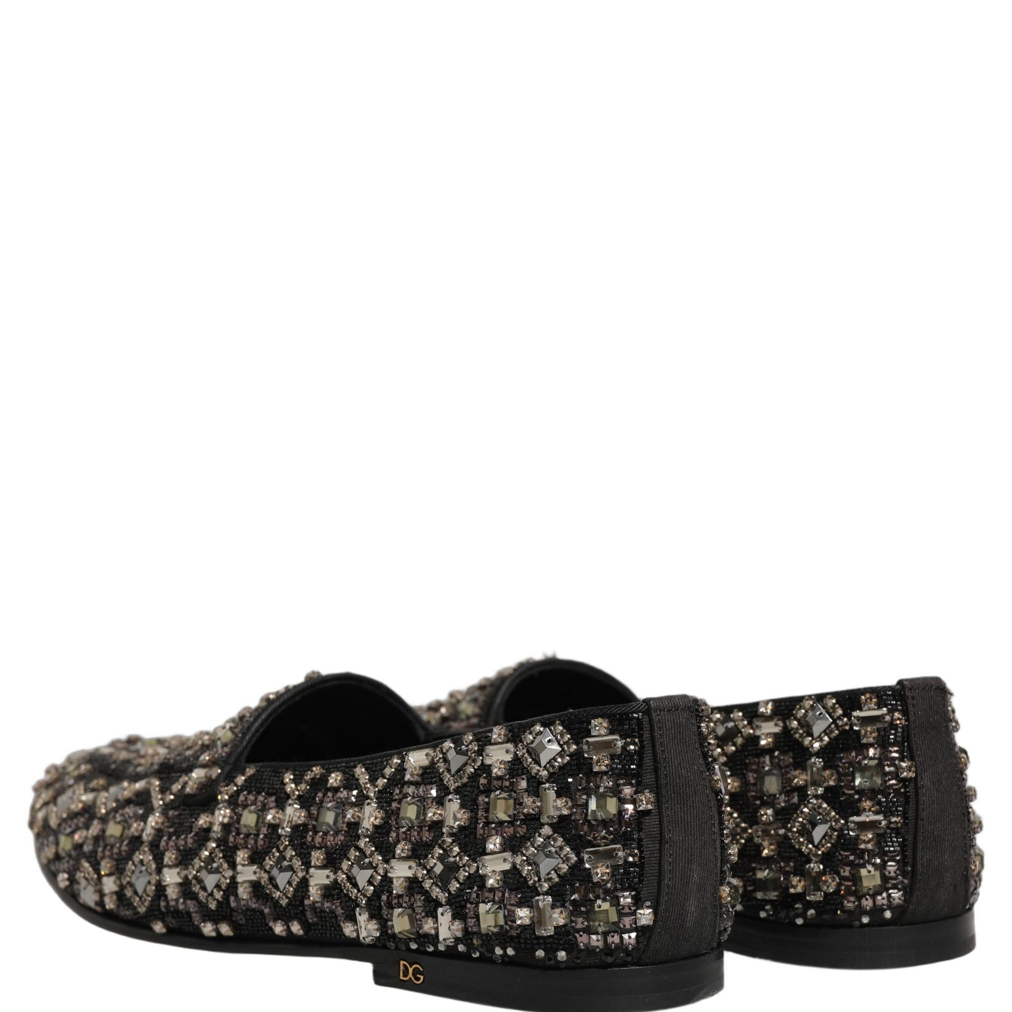 Dolce & Gabbana Black Crystal Embellished Dress Loafers Shoes