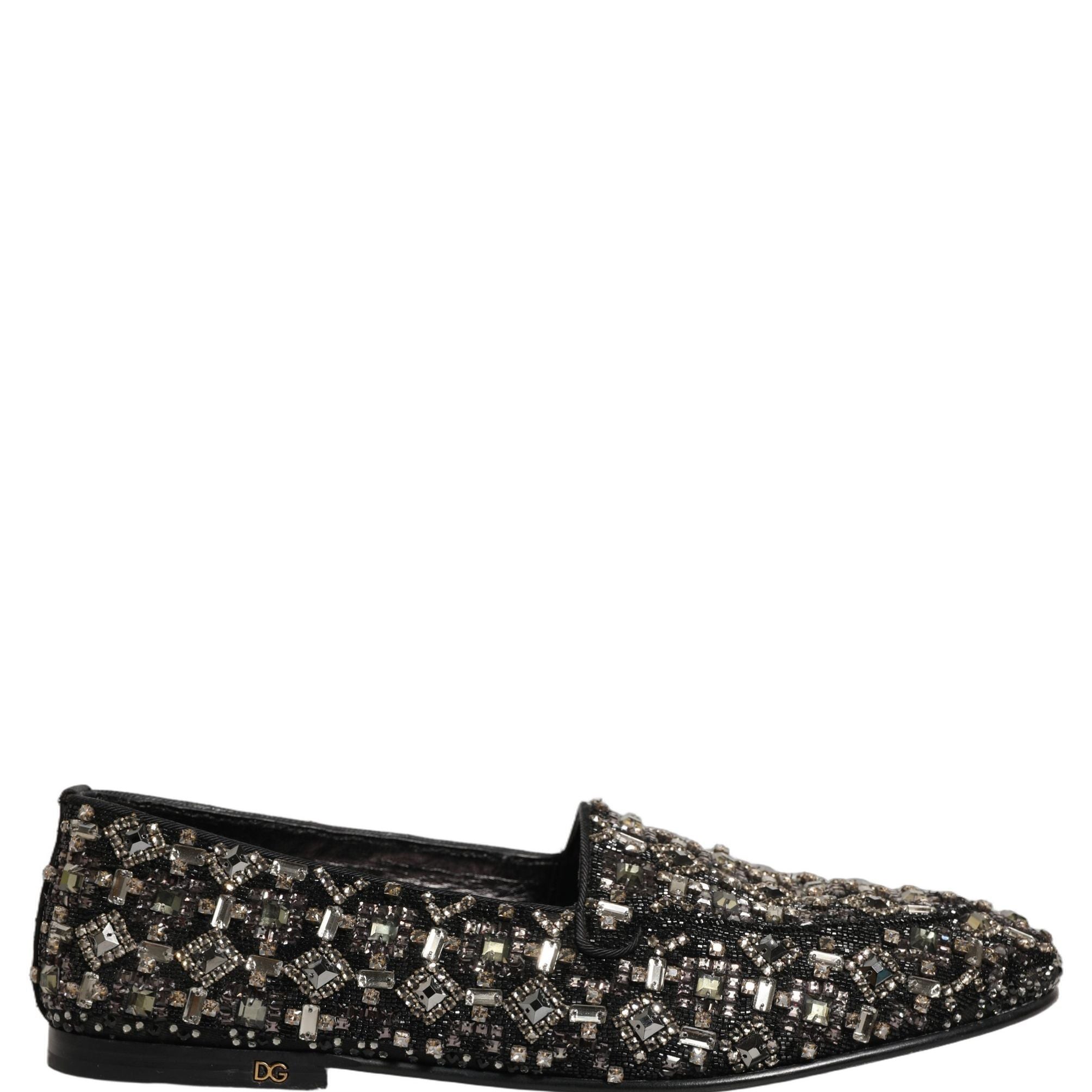 Dolce & Gabbana Black Crystal Embellished Dress Loafers Shoes