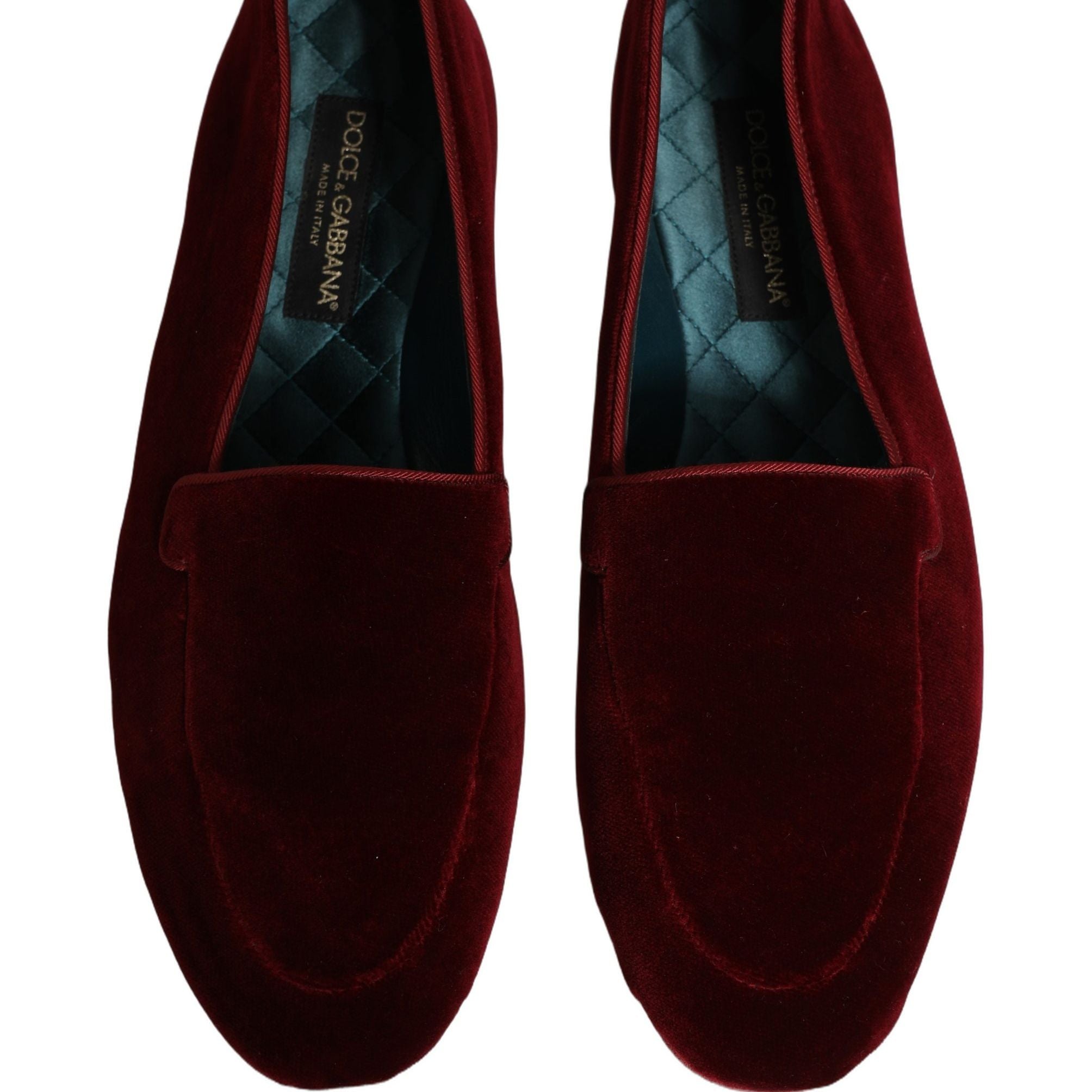 Dolce & Gabbana Maroon Velvet Slip On Men Flats Loafers Shoes