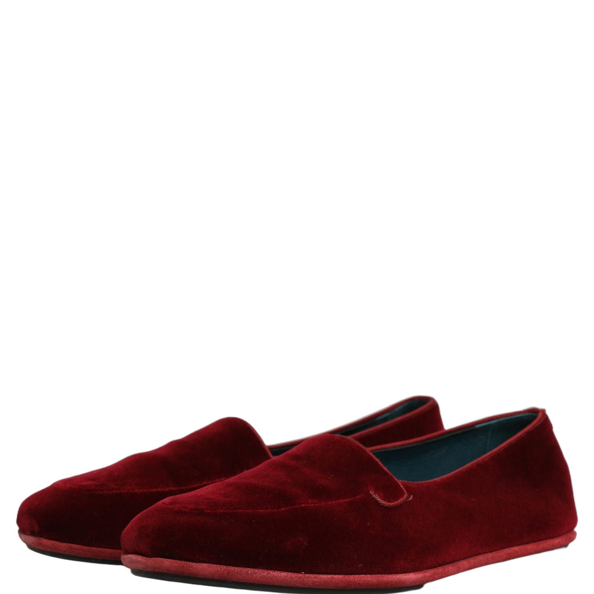 Dolce & Gabbana Maroon Velvet Slip On Men Flats Loafers Shoes