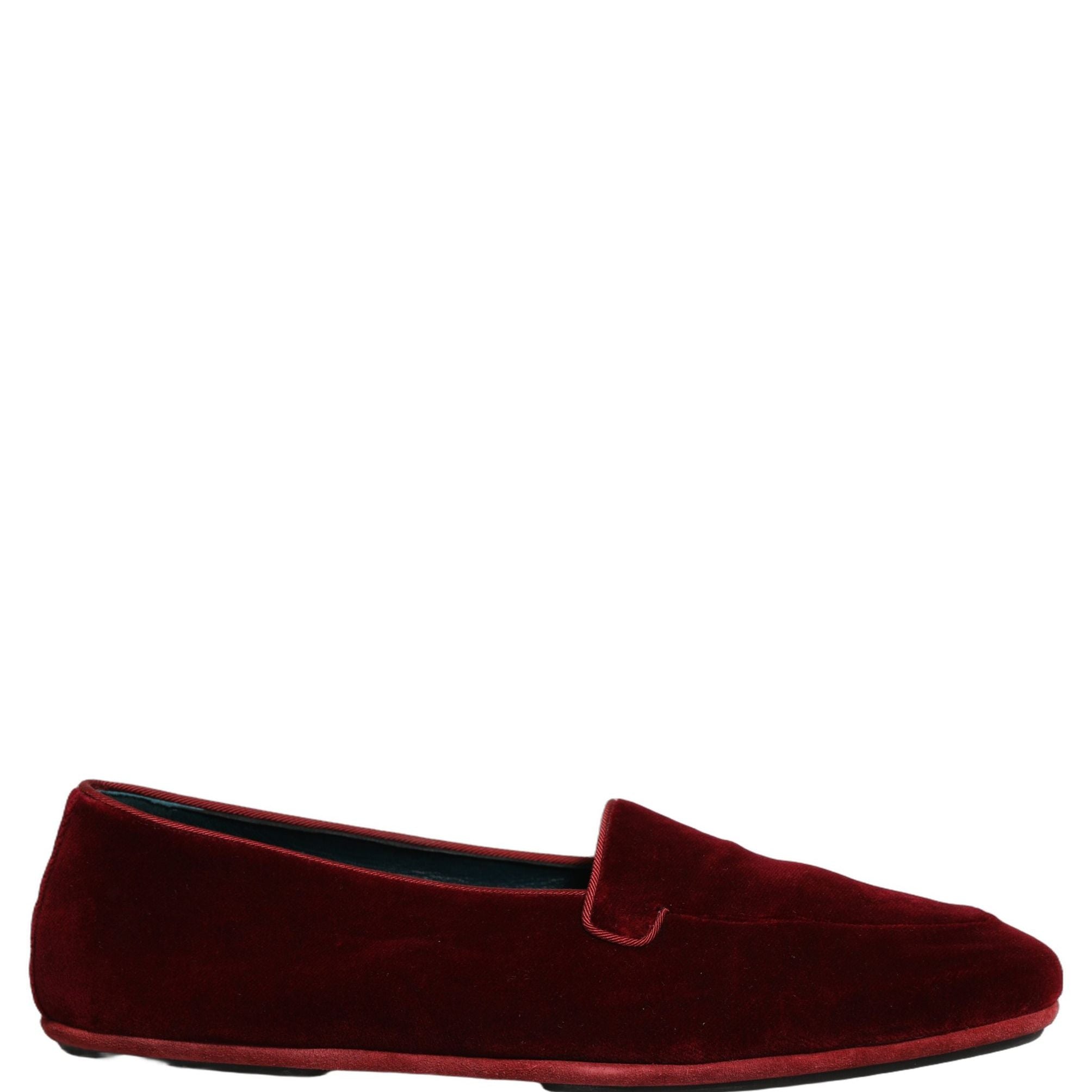 Dolce & Gabbana Maroon Velvet Slip On Men Flats Loafers Shoes
