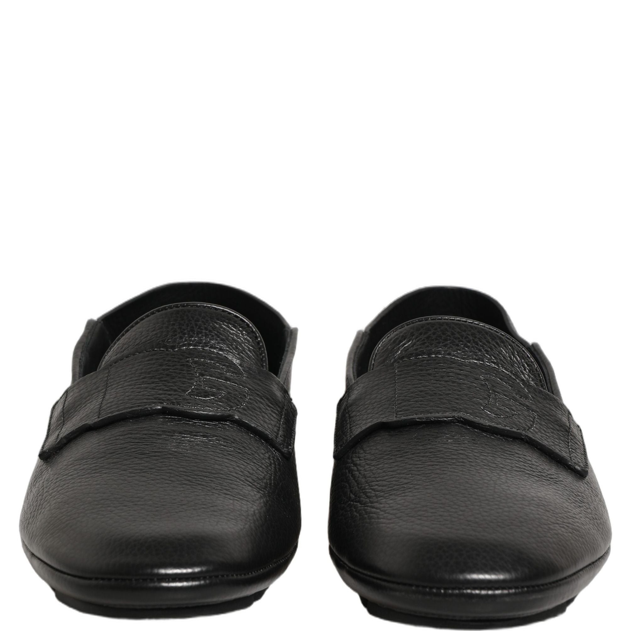 Dolce & Gabbana Black Deerskin Leather Driver Loafers Shoes