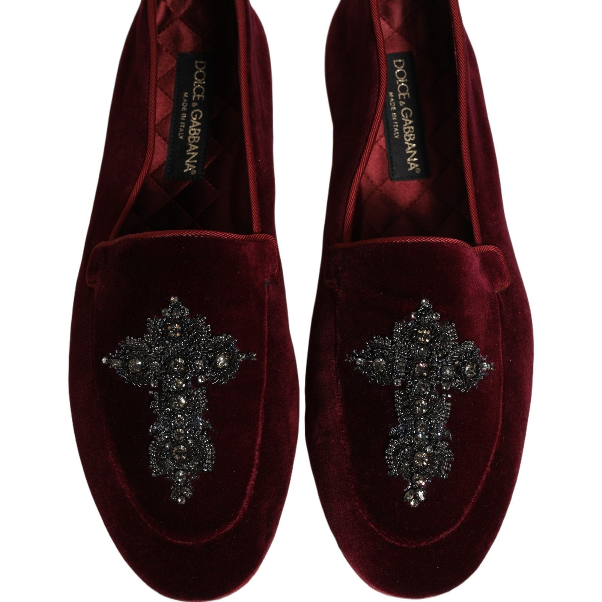 Dolce & Gabbana Red Suede Embellished Men Dress Loafers Shoes