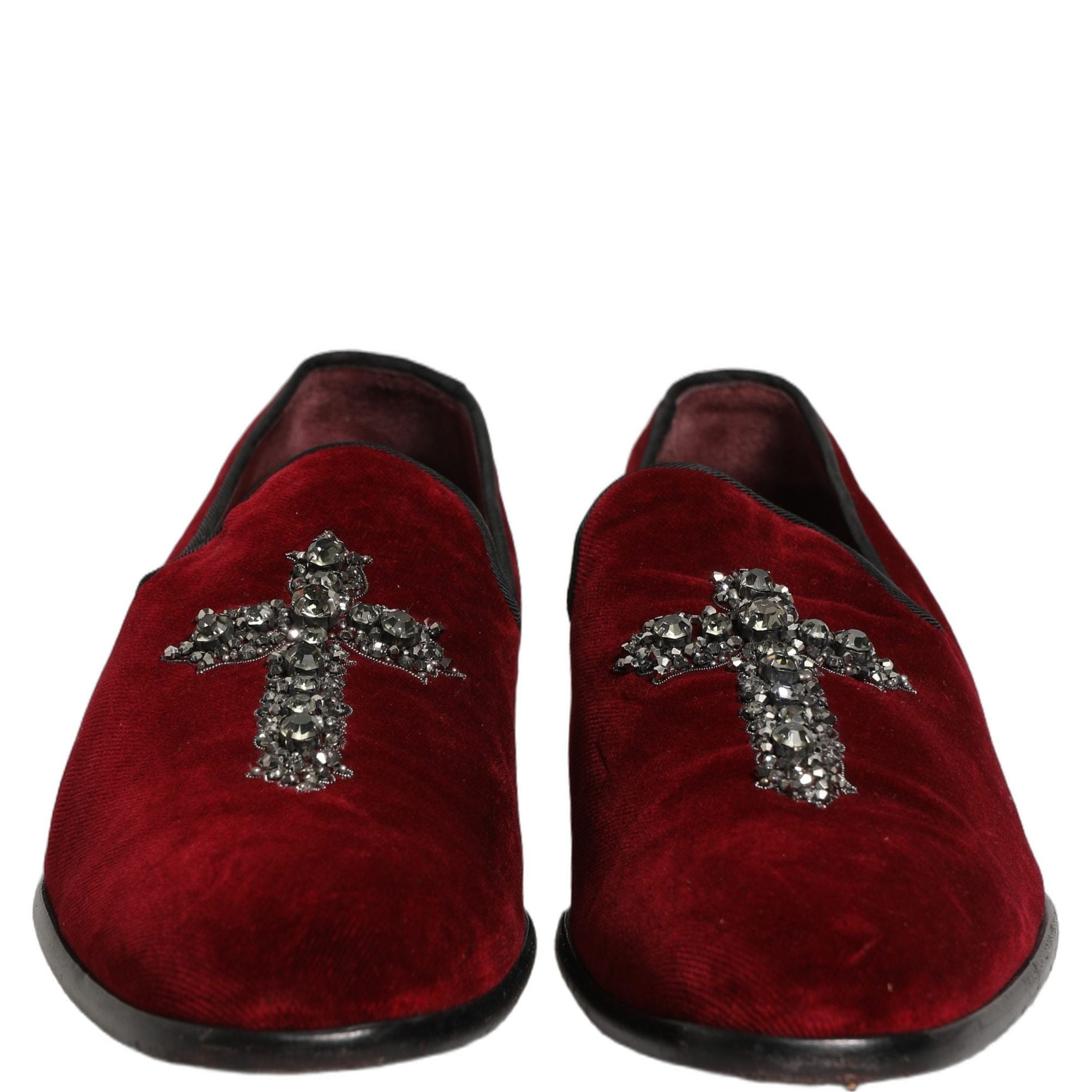 Dolce & Gabbana Maroon Suede Cross Slip On Dress Loafers Shoes