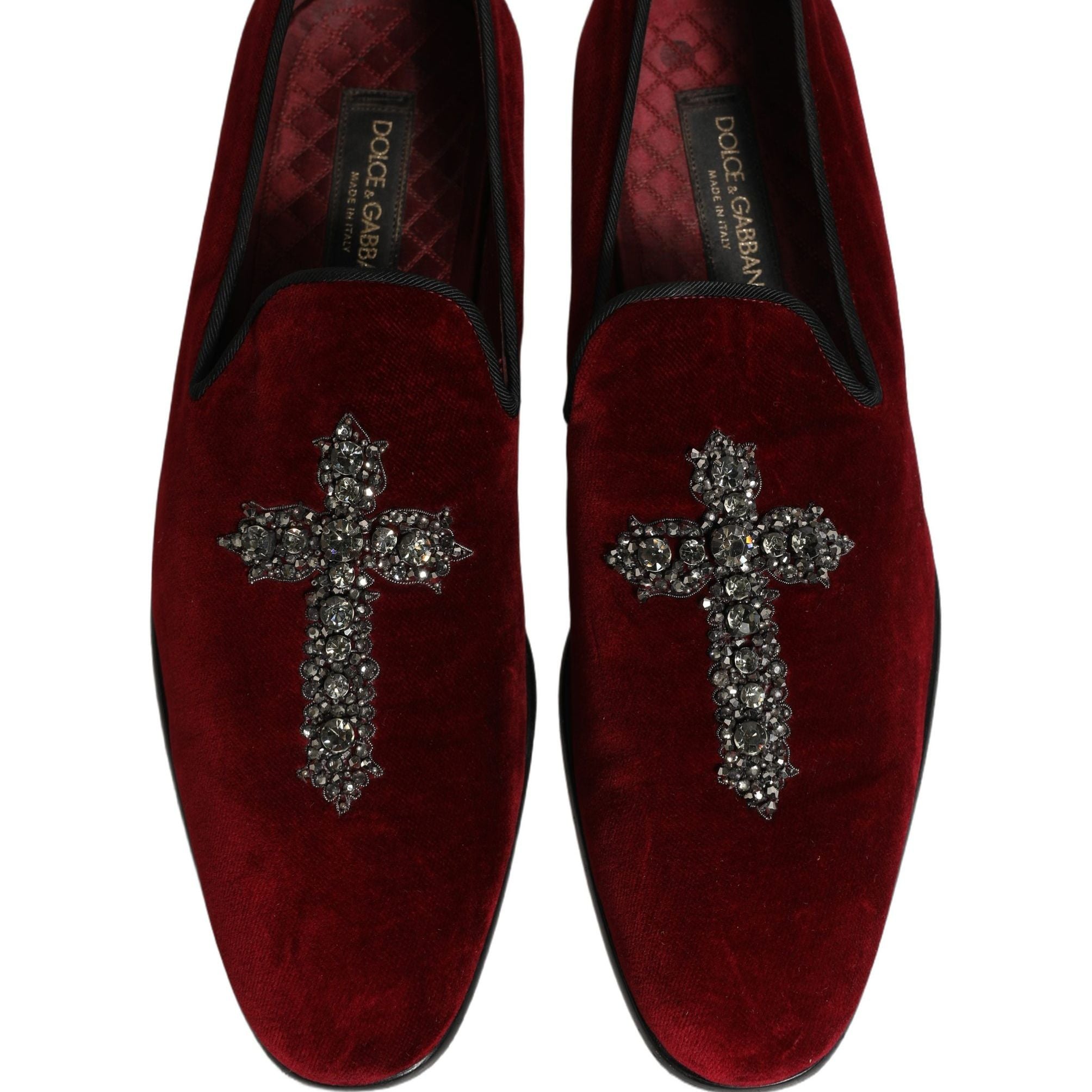 Dolce & Gabbana Maroon Suede Cross Slip On Dress Loafers Shoes