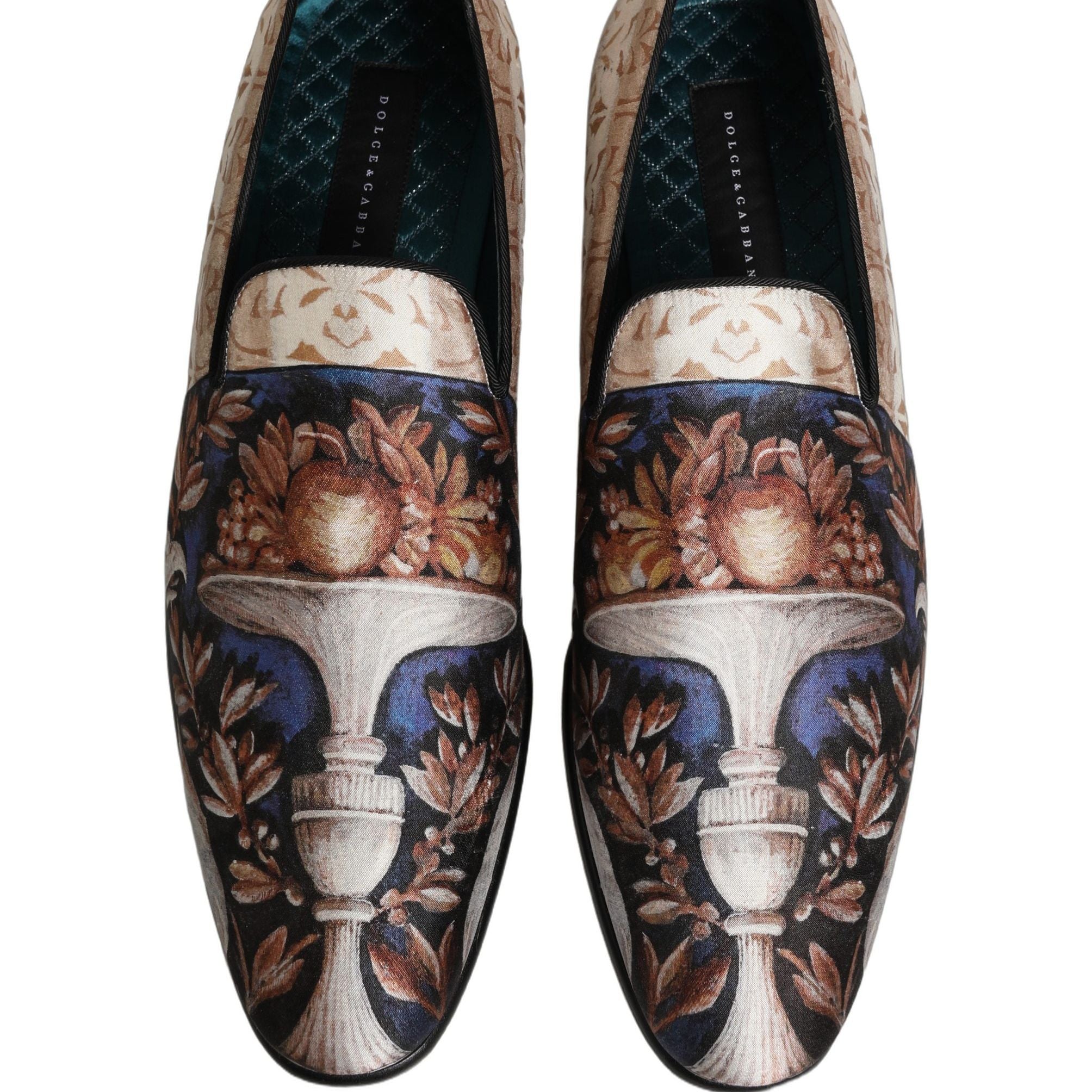 Dolce & Gabbana Multicolor Fruit Print Velvet Loafers Shoes