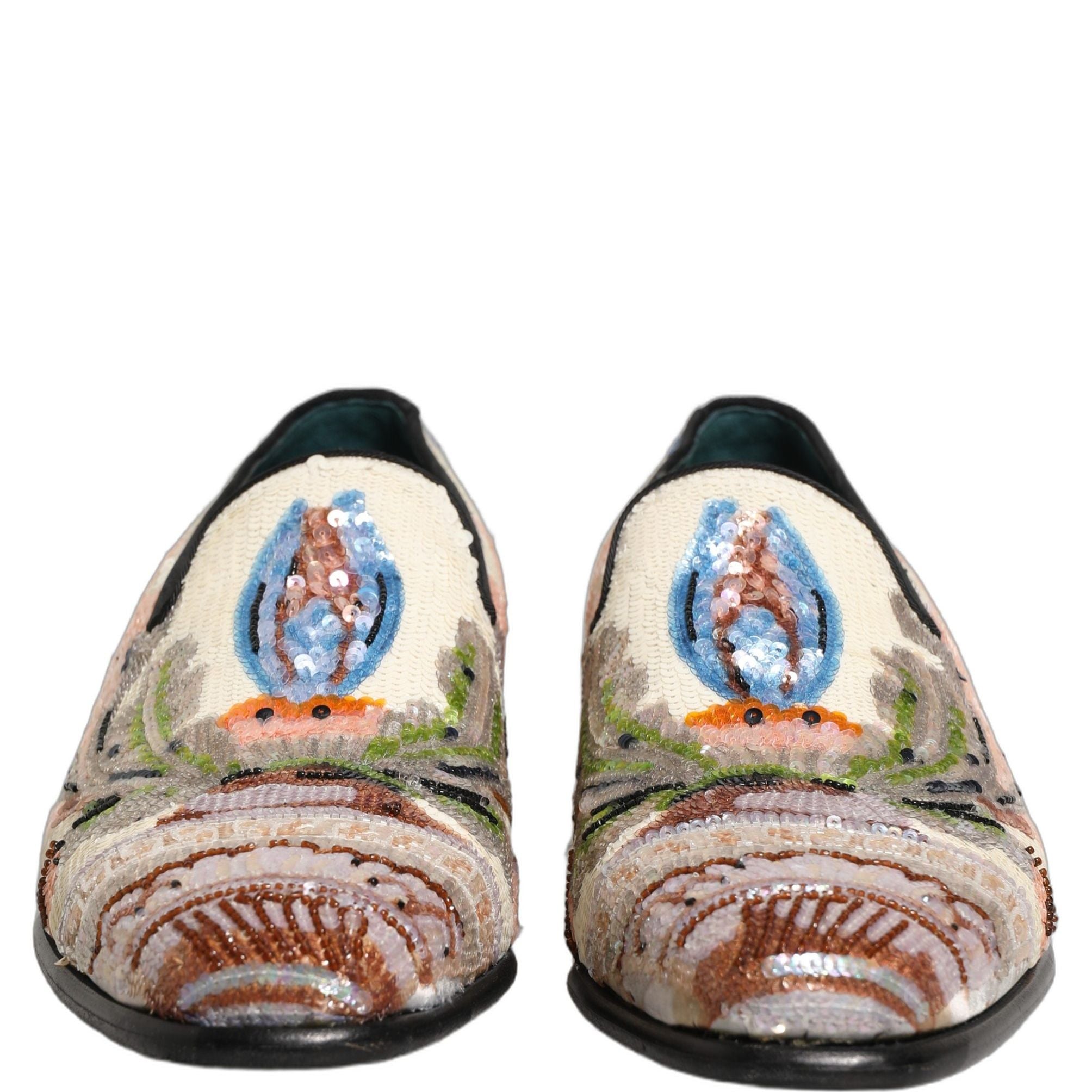 Dolce & Gabbana Multicolor Sequin Embroidered Loafers Shoes