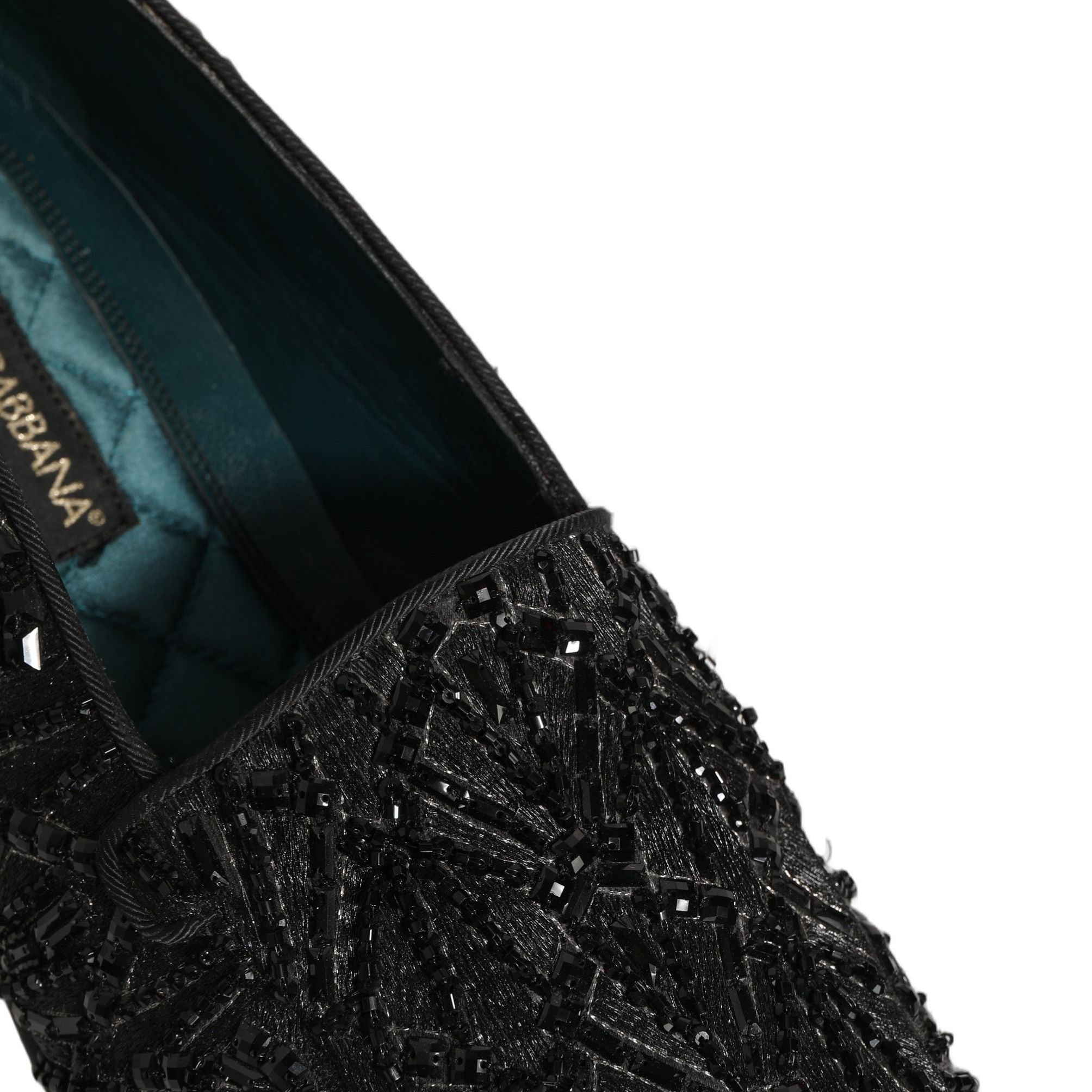 Dolce & Gabbana Black Velvet Embroidered Dress Loafers Shoes