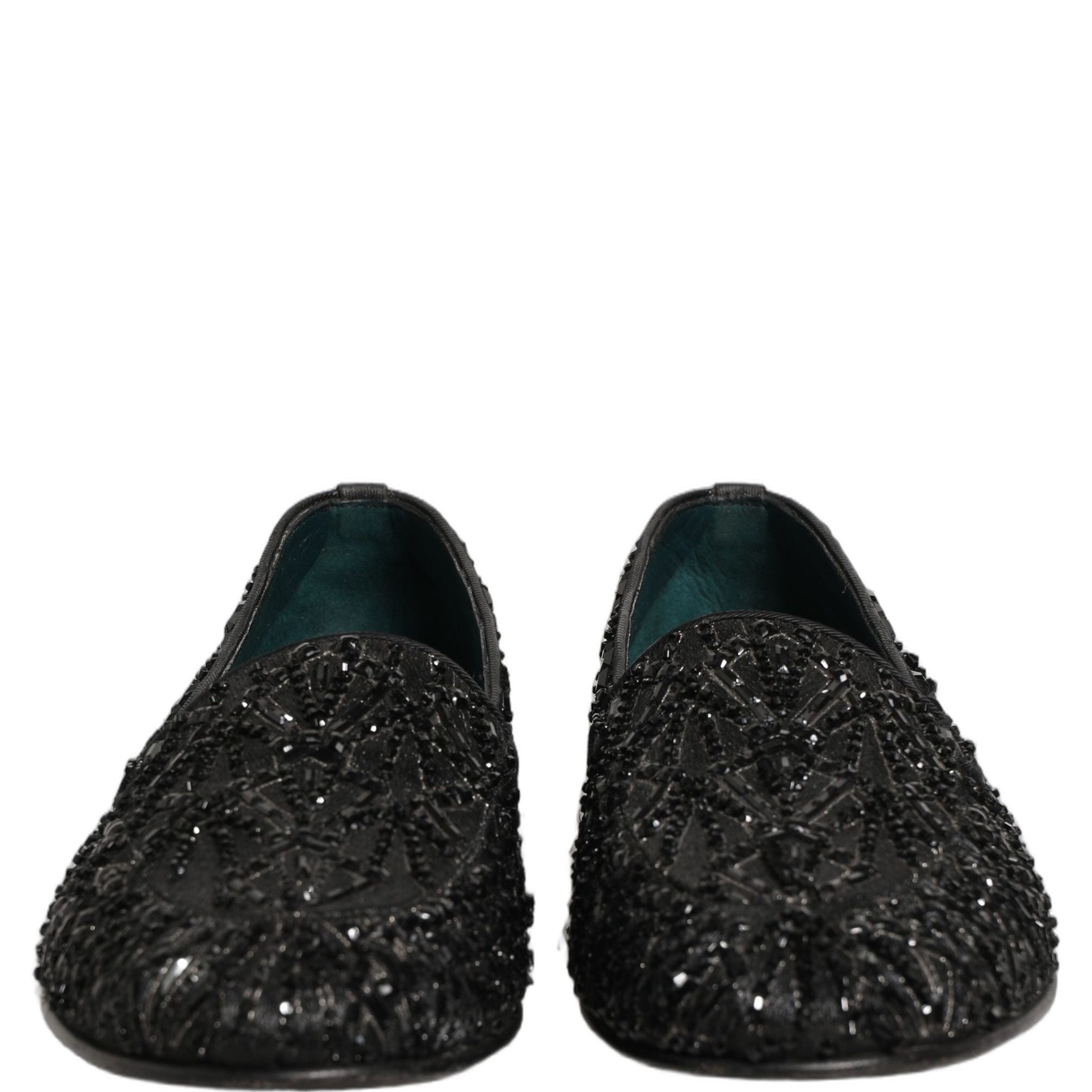 Dolce & Gabbana Black Velvet Embroidered Dress Loafers Shoes