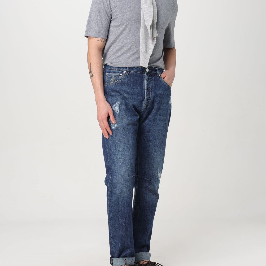 Brunello Cucinelli Blue Denim Straight-Leg Jeans