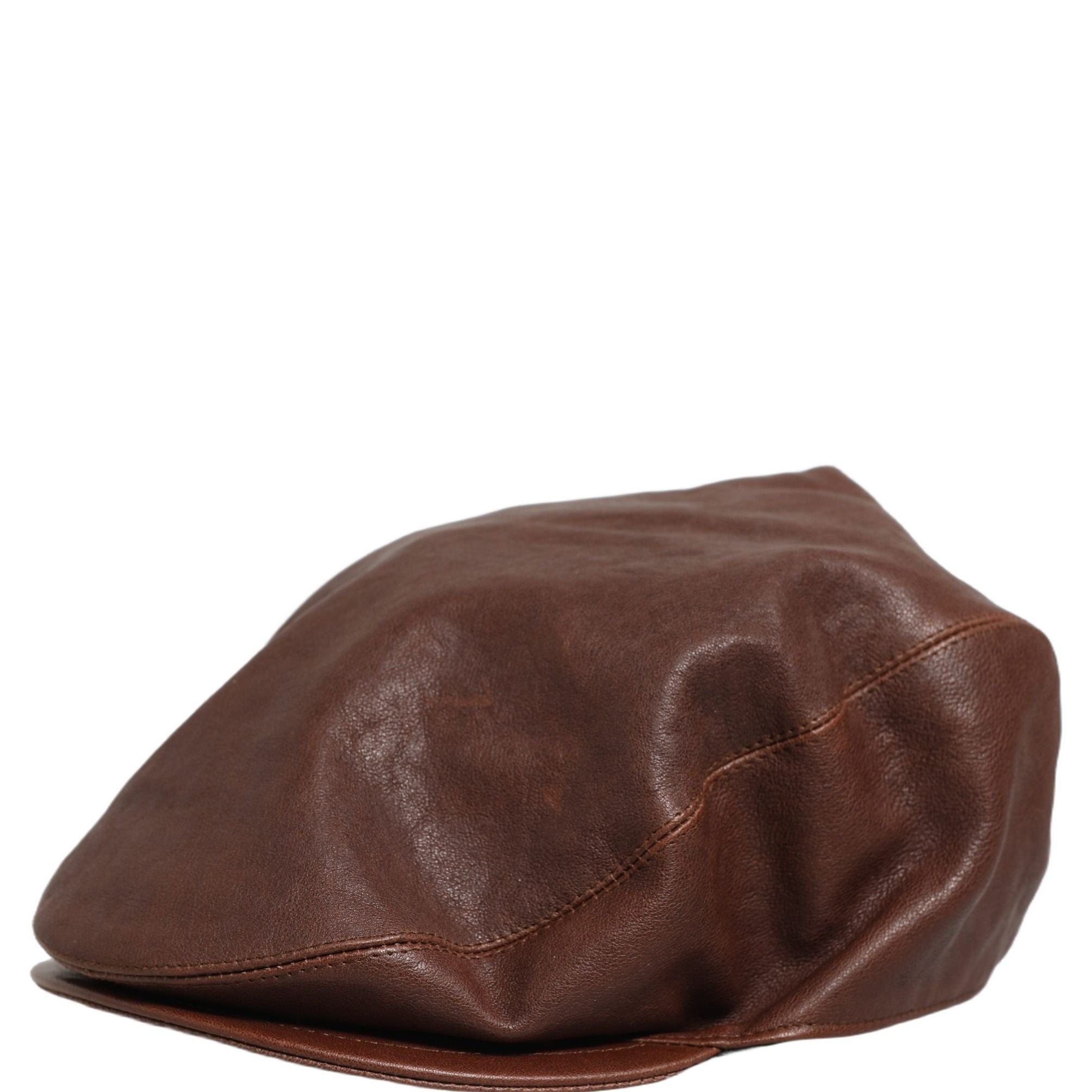 Dolce & Gabbana Men Brown Lamb Leather Newsboy Cloth Capello Hat