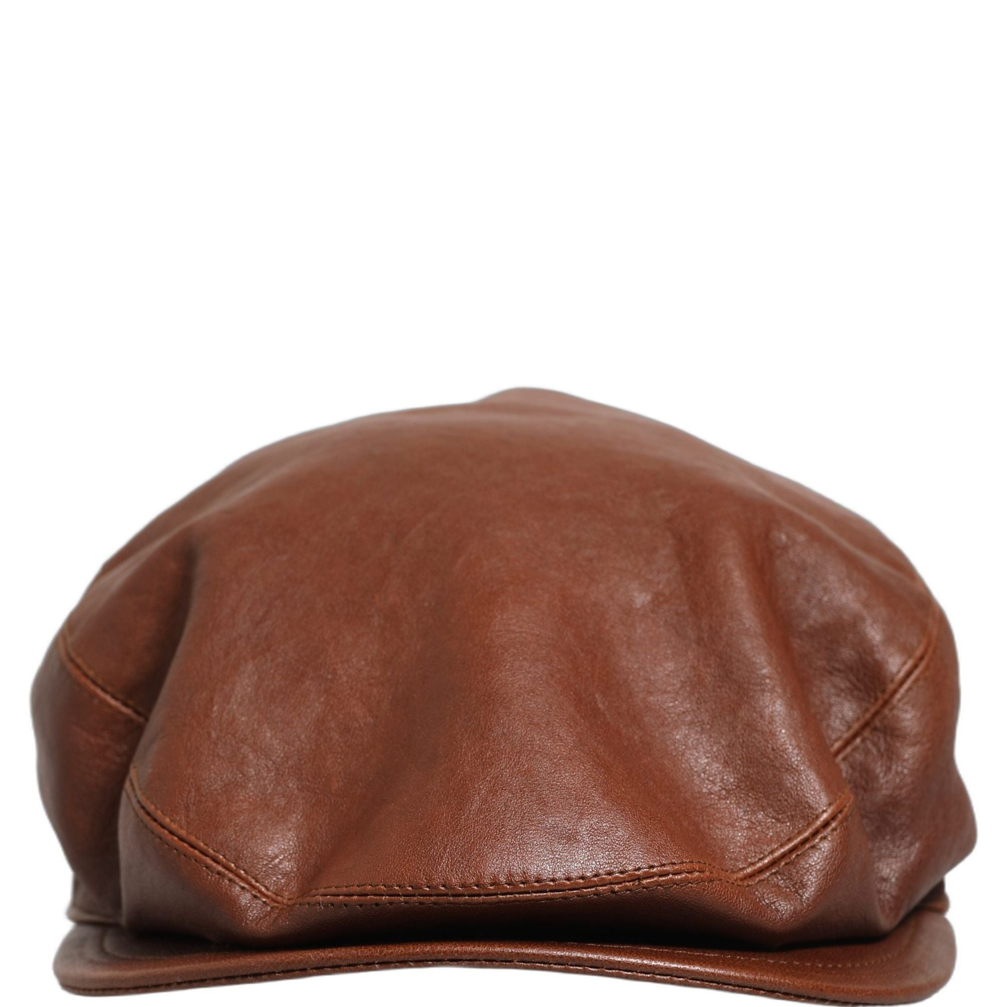 Dolce & Gabbana Men Brown Lamb Leather Newsboy Cloth Capello Hat