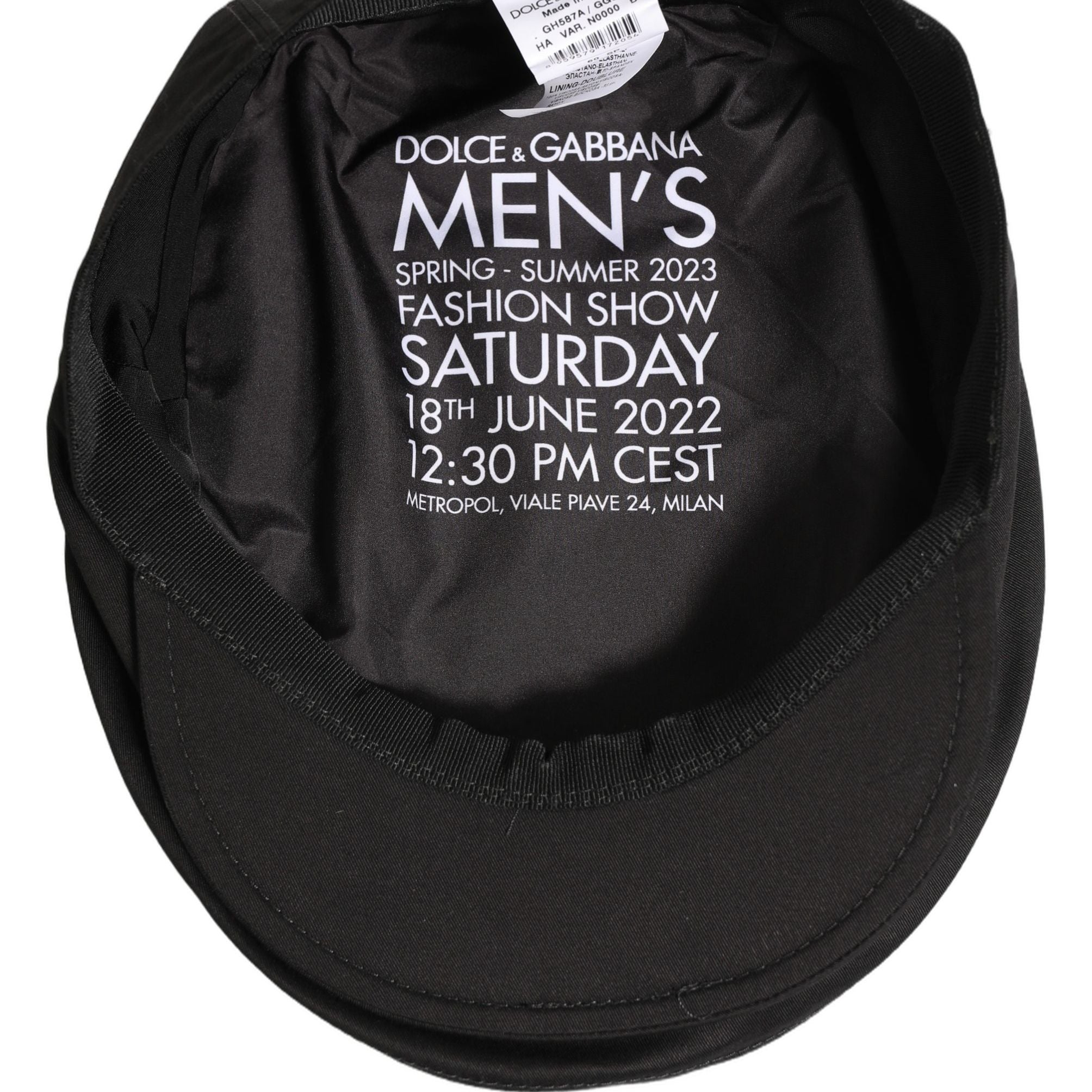Dolce & Gabbana Men Black Cotton Stretch Newsboy Cloth Capello Hat