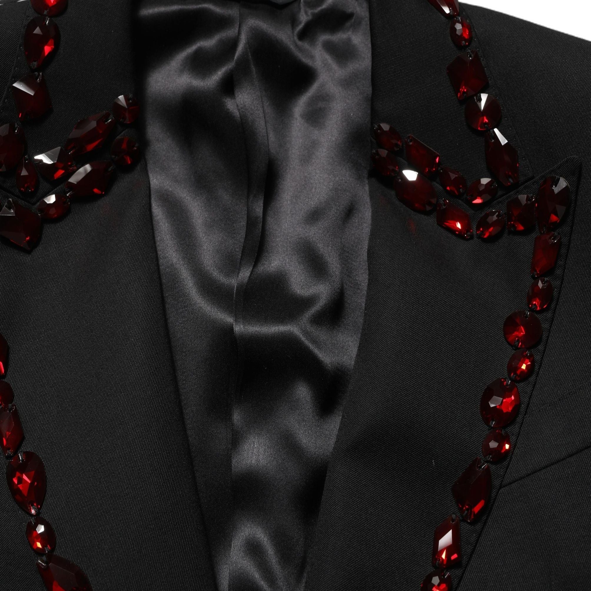 Dolce & Gabbana Black Crystal Embellished Coat Blazer Jacket