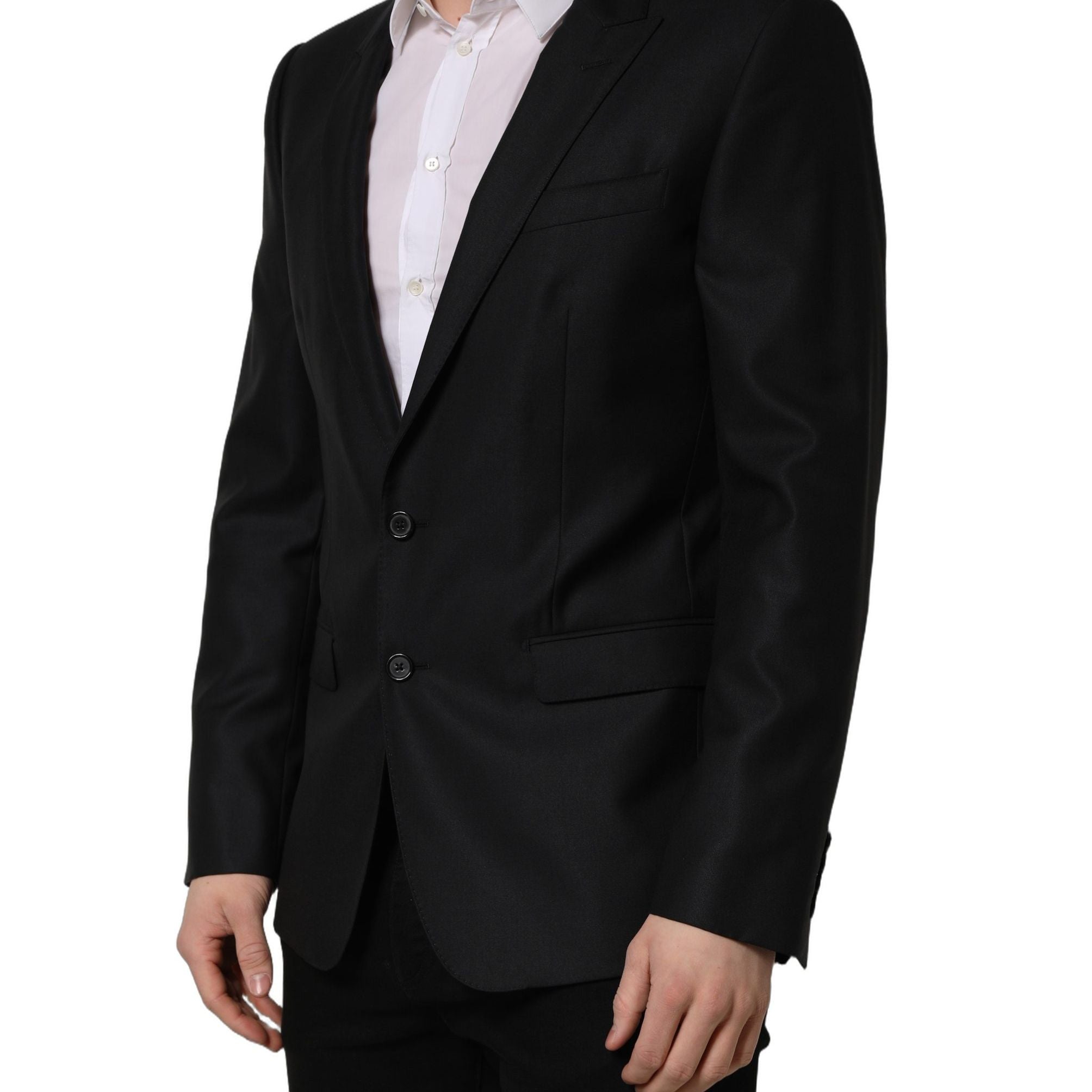 Dolce & Gabbana Black Wool Single Breasted Men Blazer Jacket