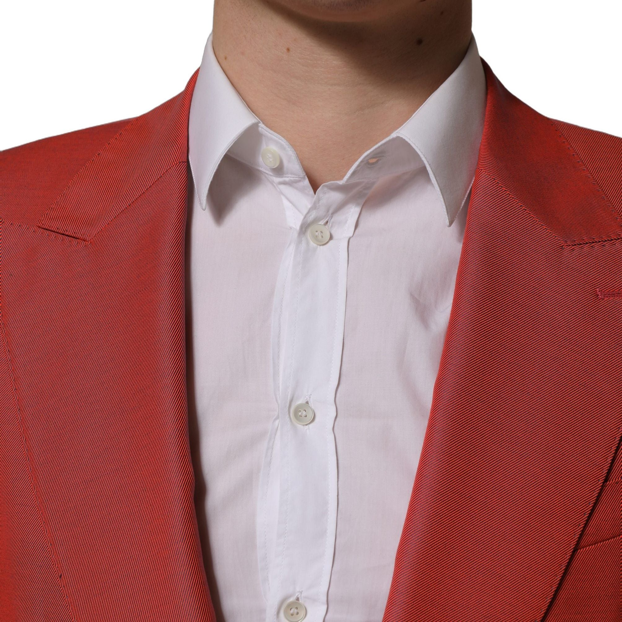 Dolce & Gabbana Red Wool Single Breasted Men Blazer Jacket