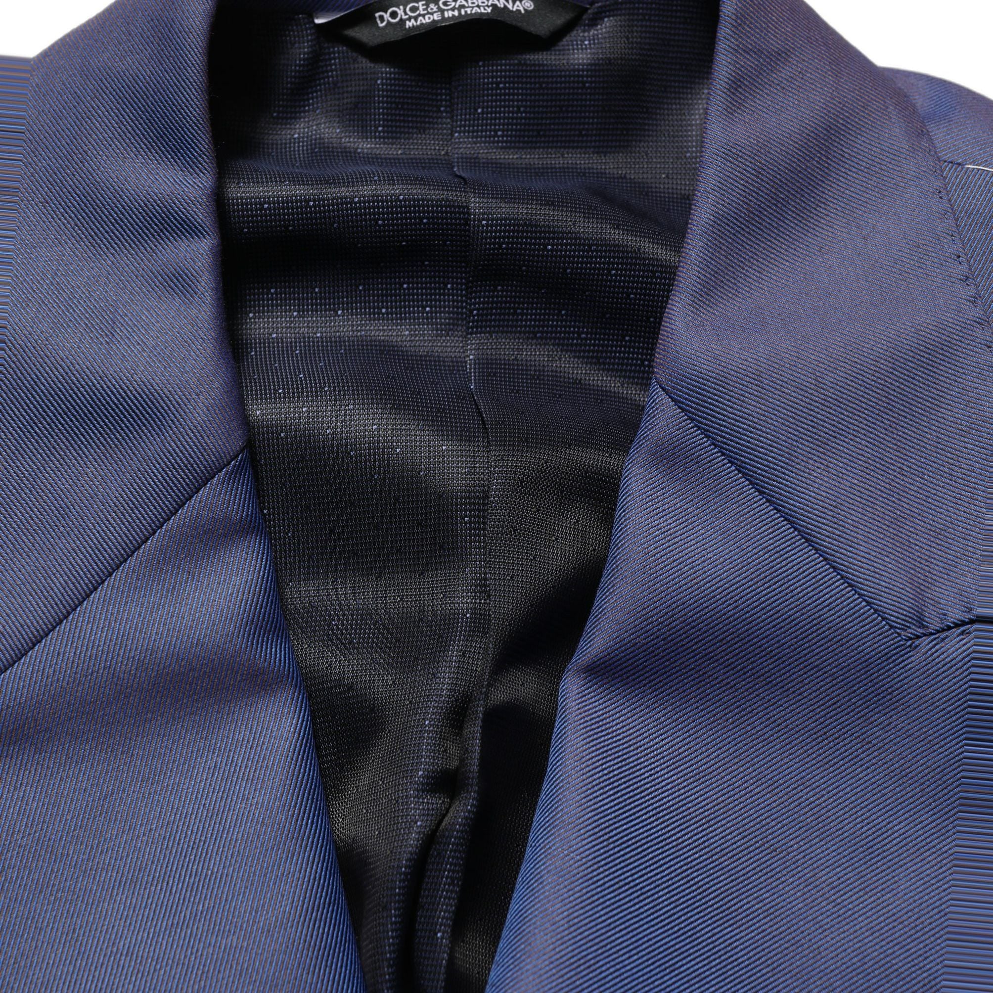 Dolce & Gabbana Blue Wool Double Breasted Men Blazer Jacket