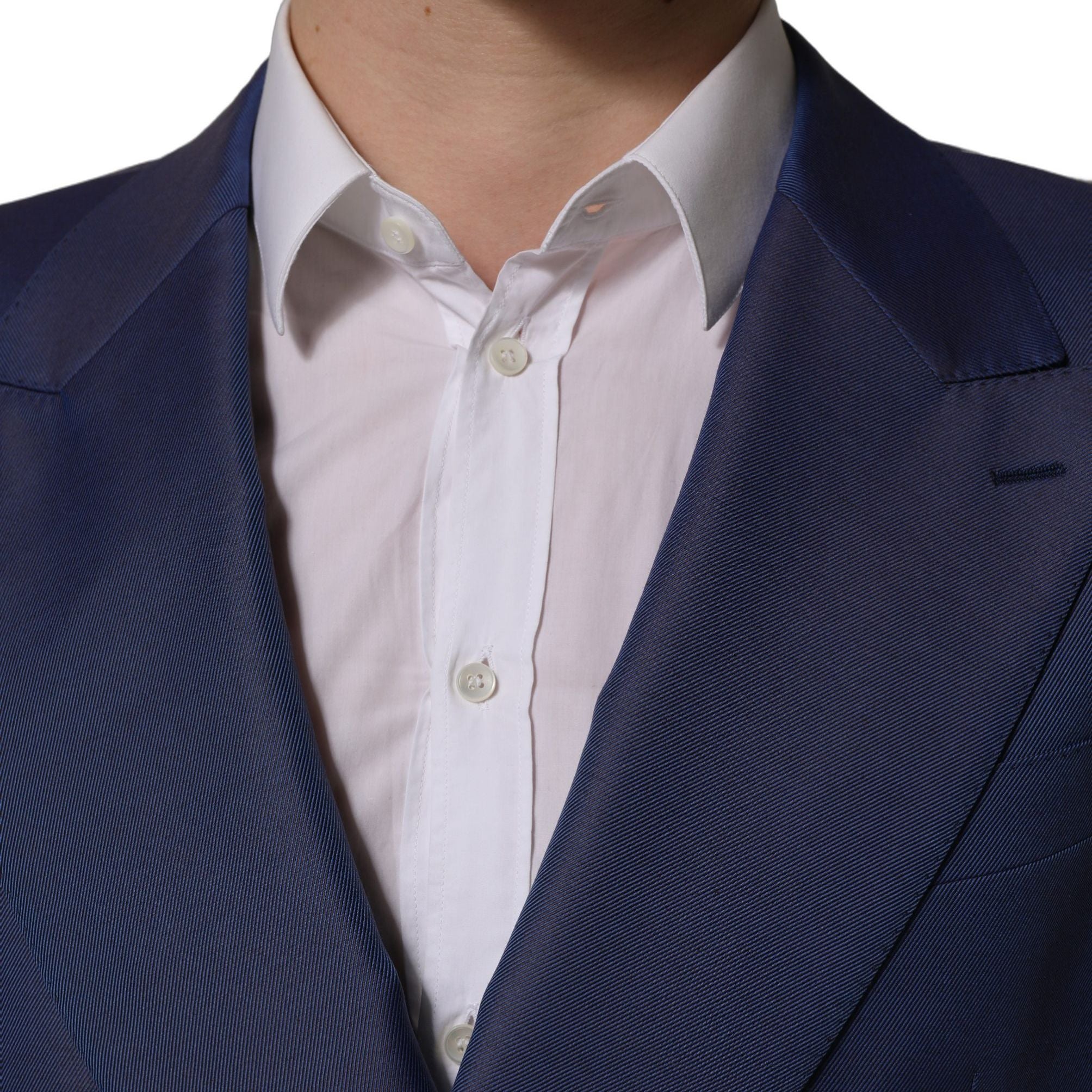 Dolce & Gabbana Blue Wool Double Breasted Men Blazer Jacket