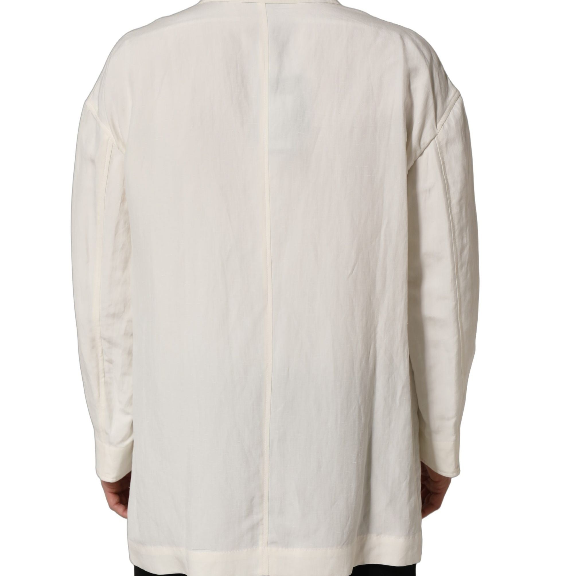 Dolce & Gabbana Off White Flax Single Breasted Blazer Jacket