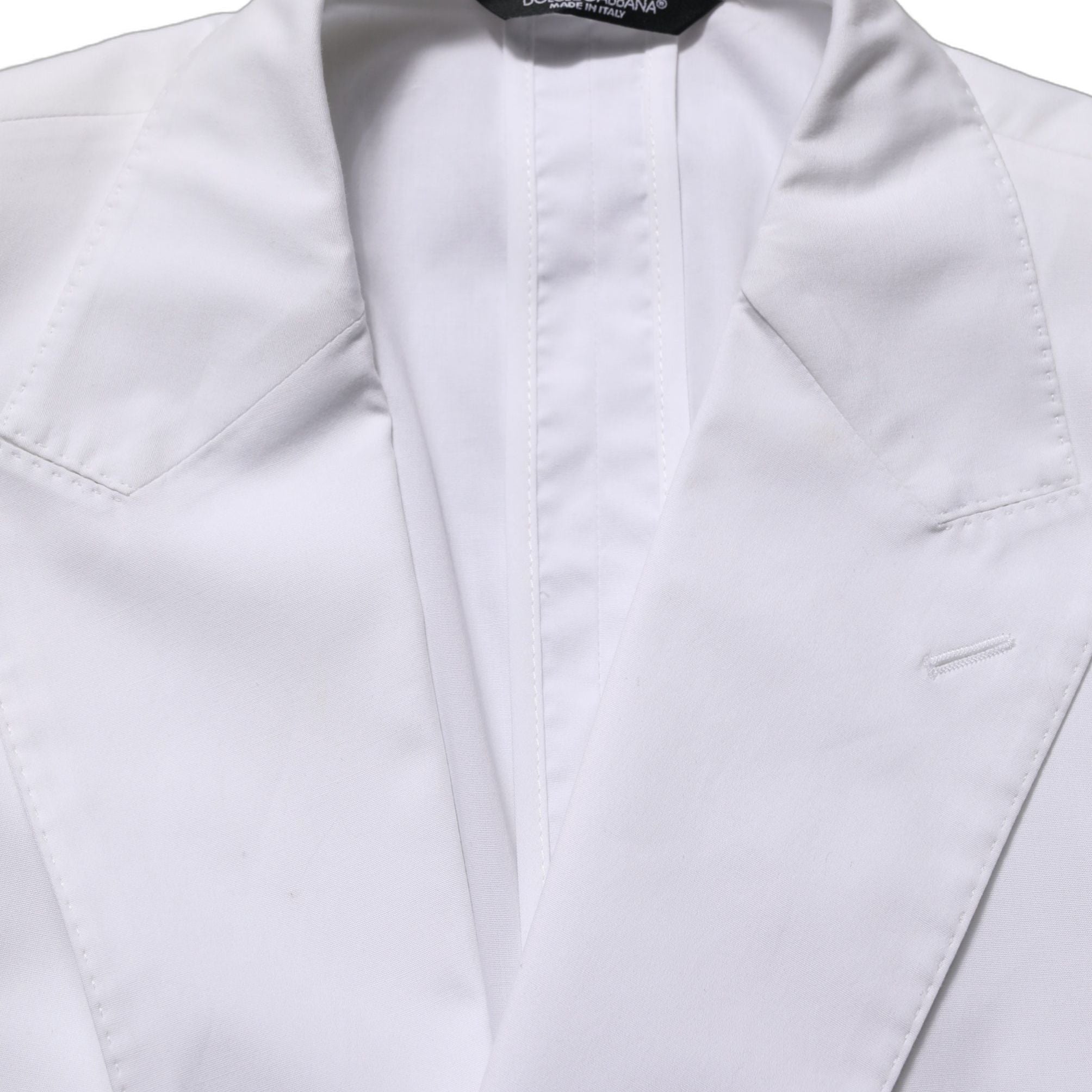 Dolce & Gabbana White Cotton Double Breasted Blazer Jacket