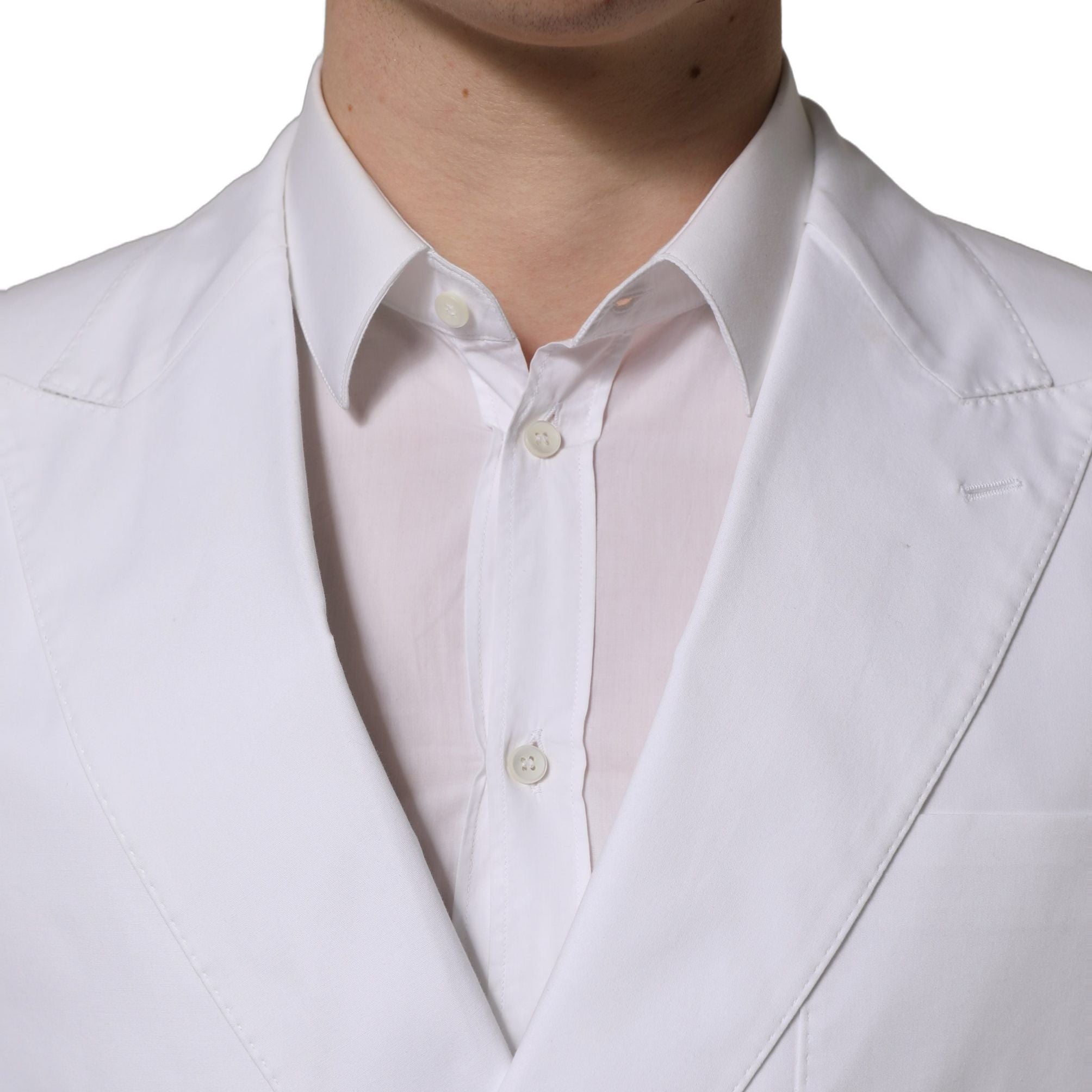 Dolce & Gabbana White Cotton Double Breasted Blazer Jacket