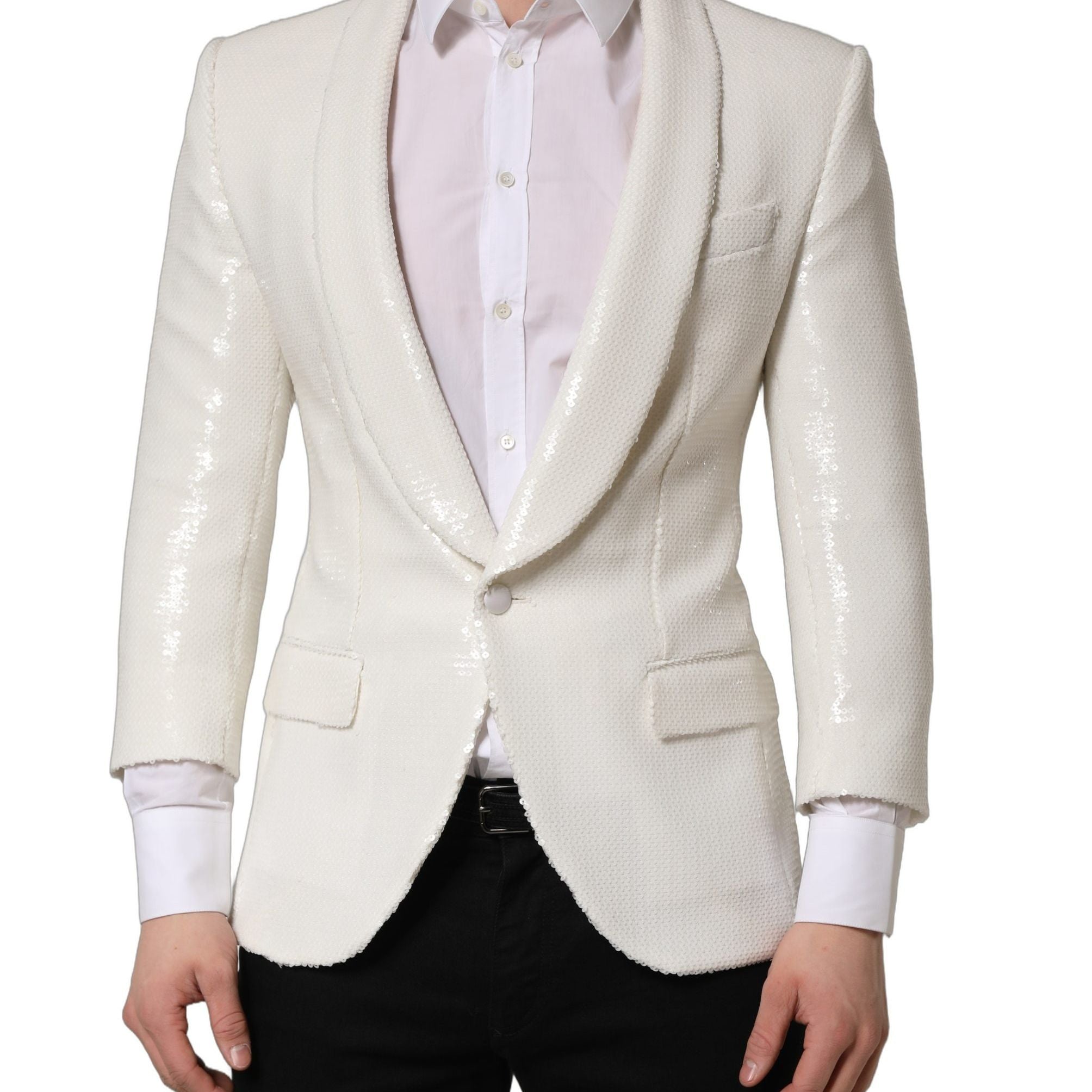Dolce & Gabbana White Viscose Single Breasted Blazer Jacket